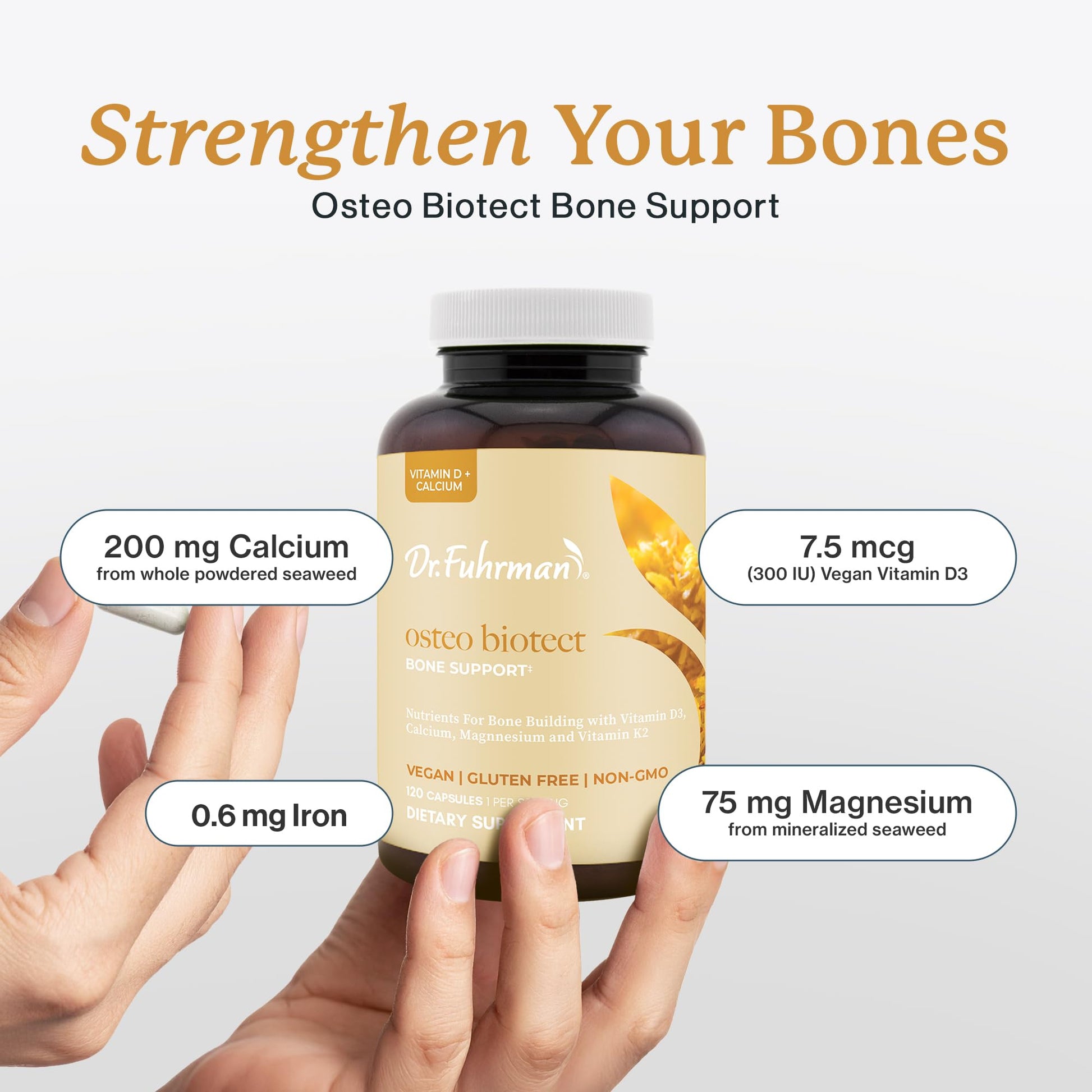 Dr. Fuhrman Osteo Bone Health Supplement | Wholefood Supplement for Women & Men | Vitamin for Bone Density | Organic Vitamin D3, Calcium, Magnesium & K2 | Natural Ingredients | 120 Caps Dr. Fuhrman buy supplements canada