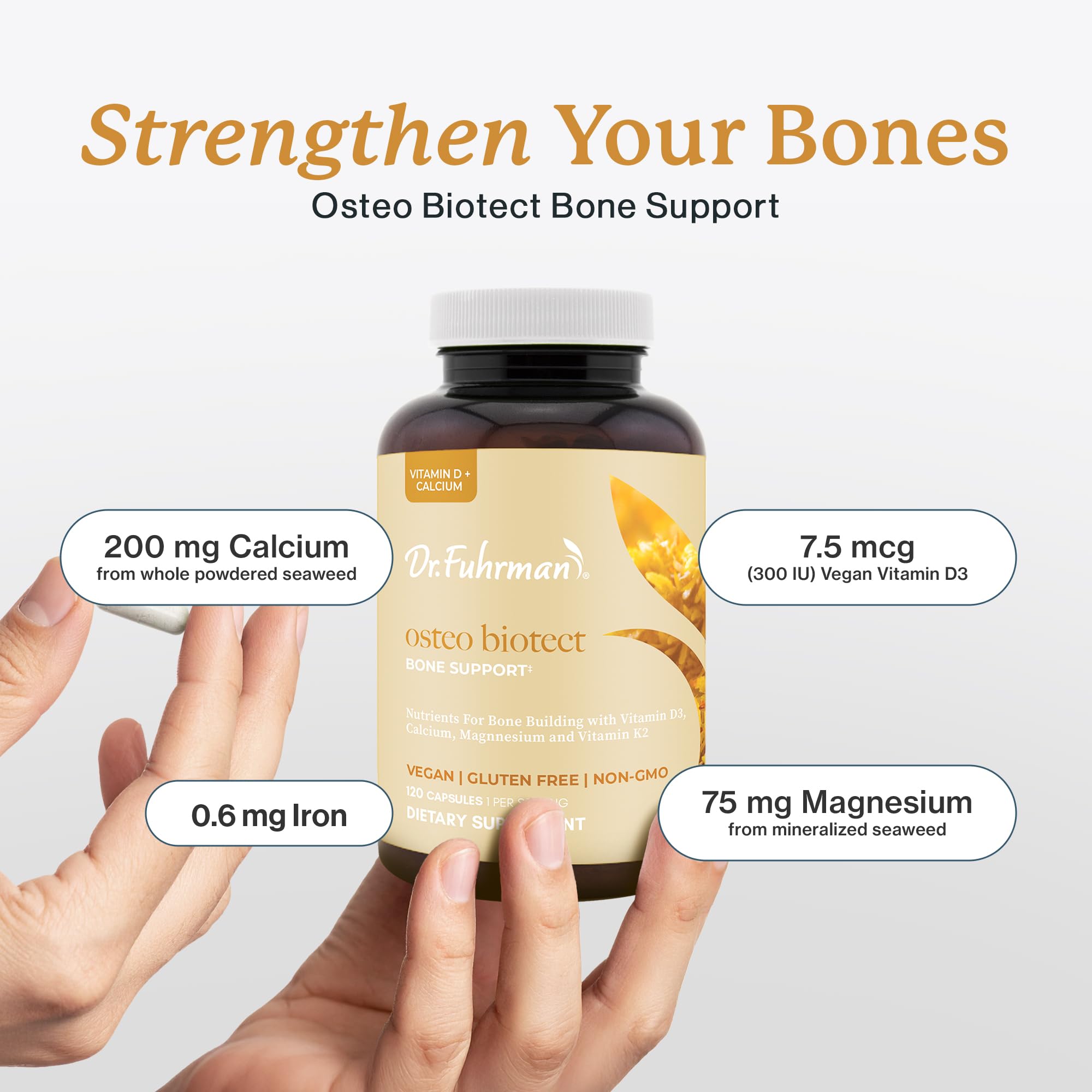 Dr. Fuhrman Osteo Bone Health Supplement | Wholefood Supplement for Women & Men | Vitamin for Bone Density | Organic Vitamin D3, Calcium, Magnesium & K2 | Natural Ingredients | 120 Caps Dr. Fuhrman buy supplements canada