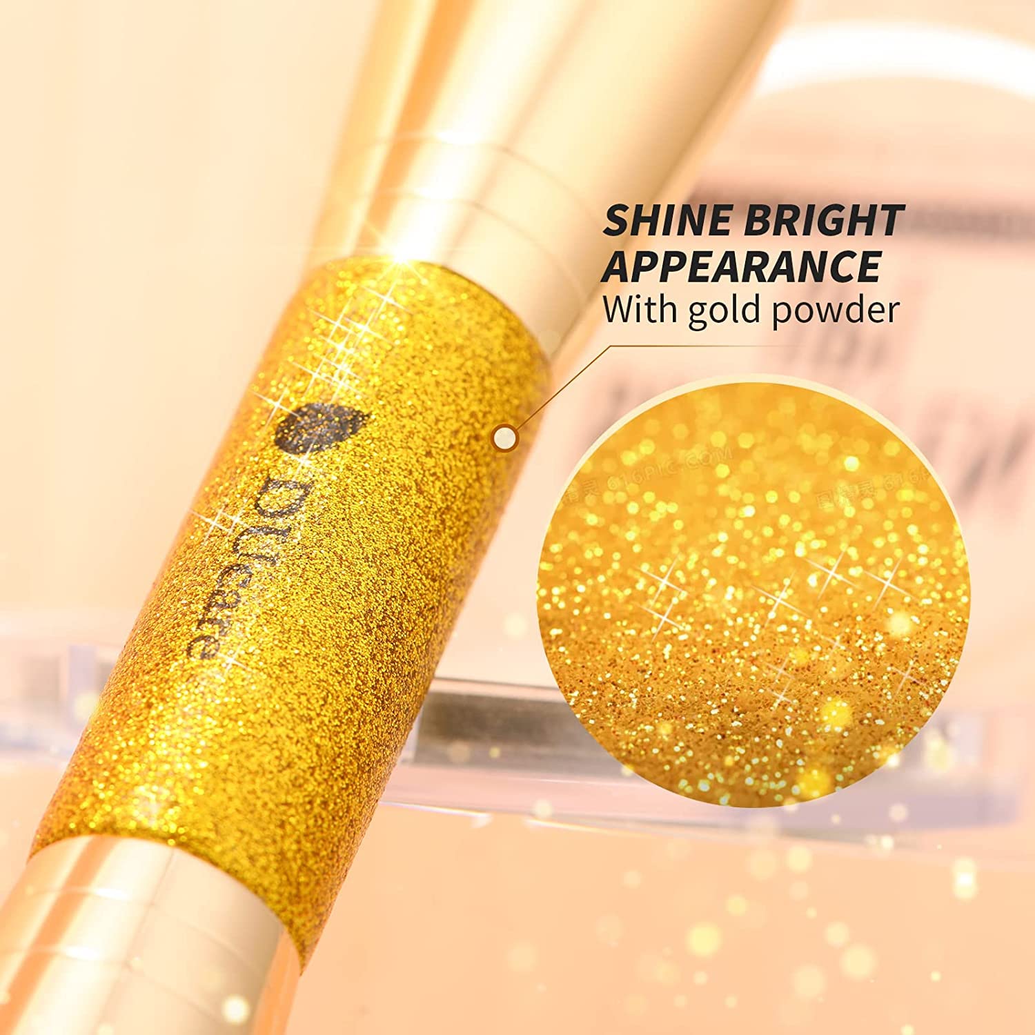 DUcare Dual End Foundation Contour Bronzer Brush, Gold Glitter Handle Double Ended Professional Face Makeup Tool for Liquid Cream Powder DUcare buy supplements canada