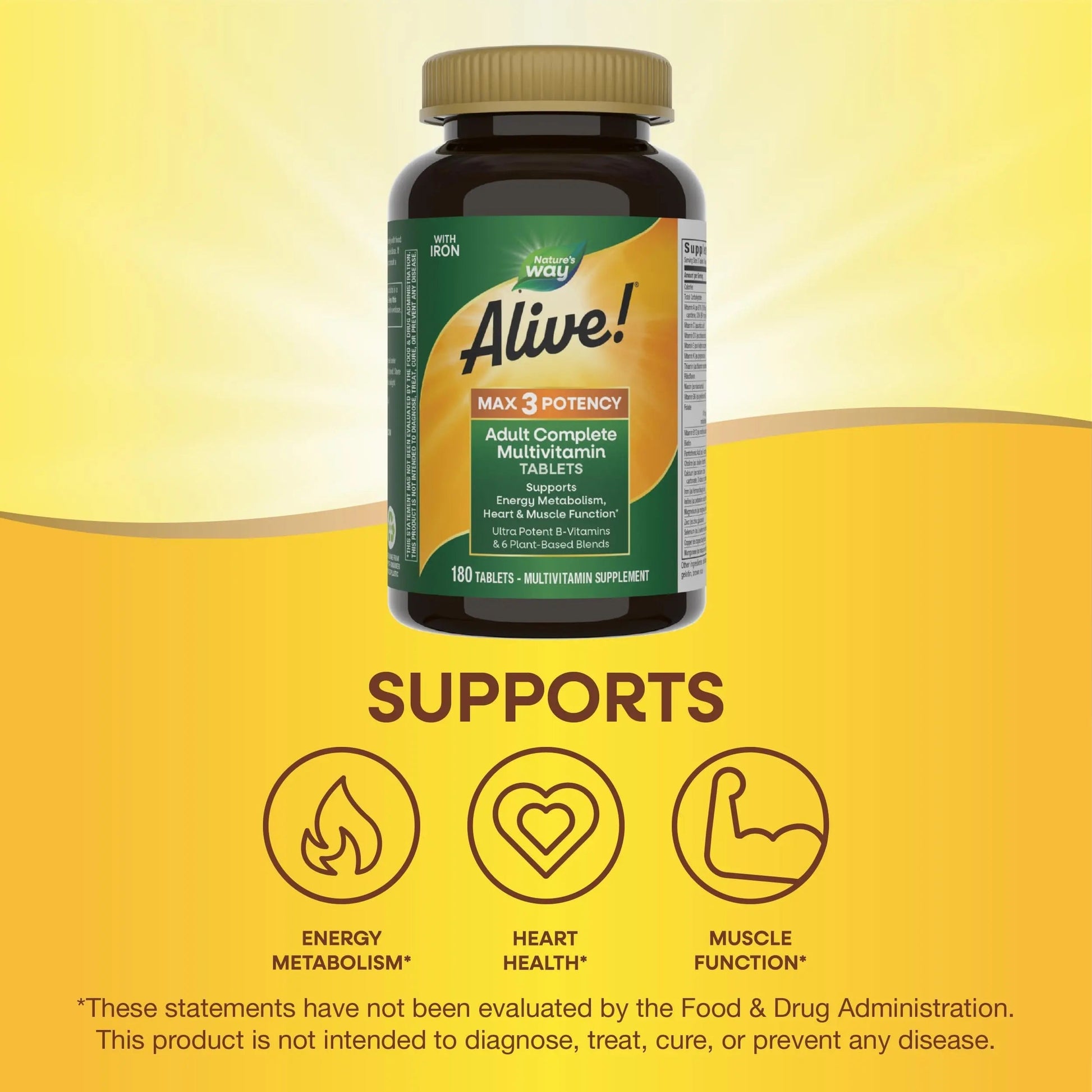Nature's Way Alive! Max3 Potency Daily Multivitamin, Methylated B12 and Folate, Ultra Potency B-vitamins to Support Energy Metabolism*, 180 Tablets Nature's Way buy supplements canada