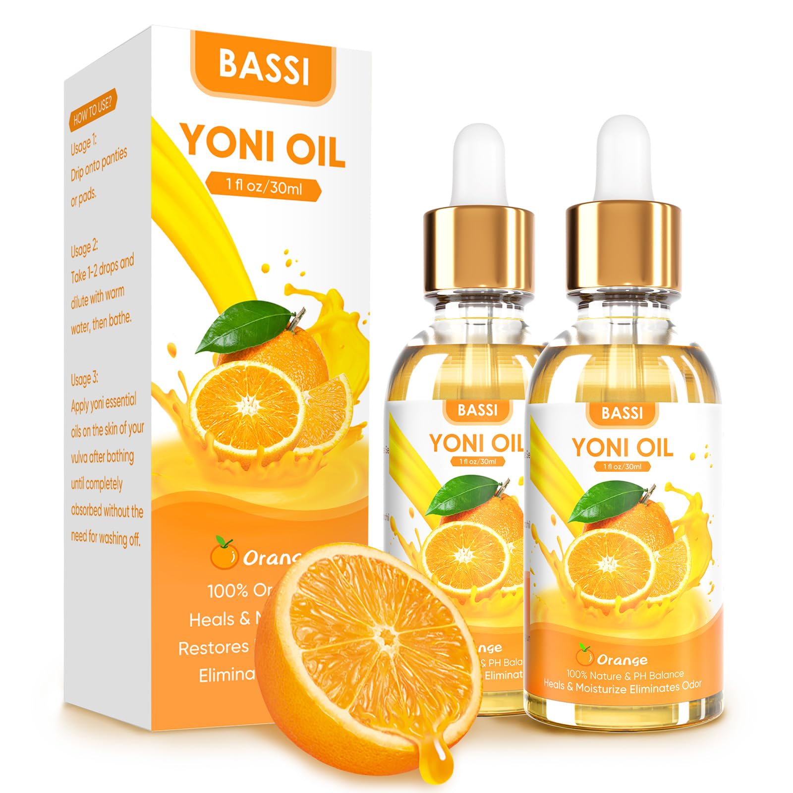 BASSI 2PCS Yoni Oil Organic Feminine Oil Vaginal Moisturizer - Ph Balance for Women - Feminine Deodorant BASSI buy supplements canada