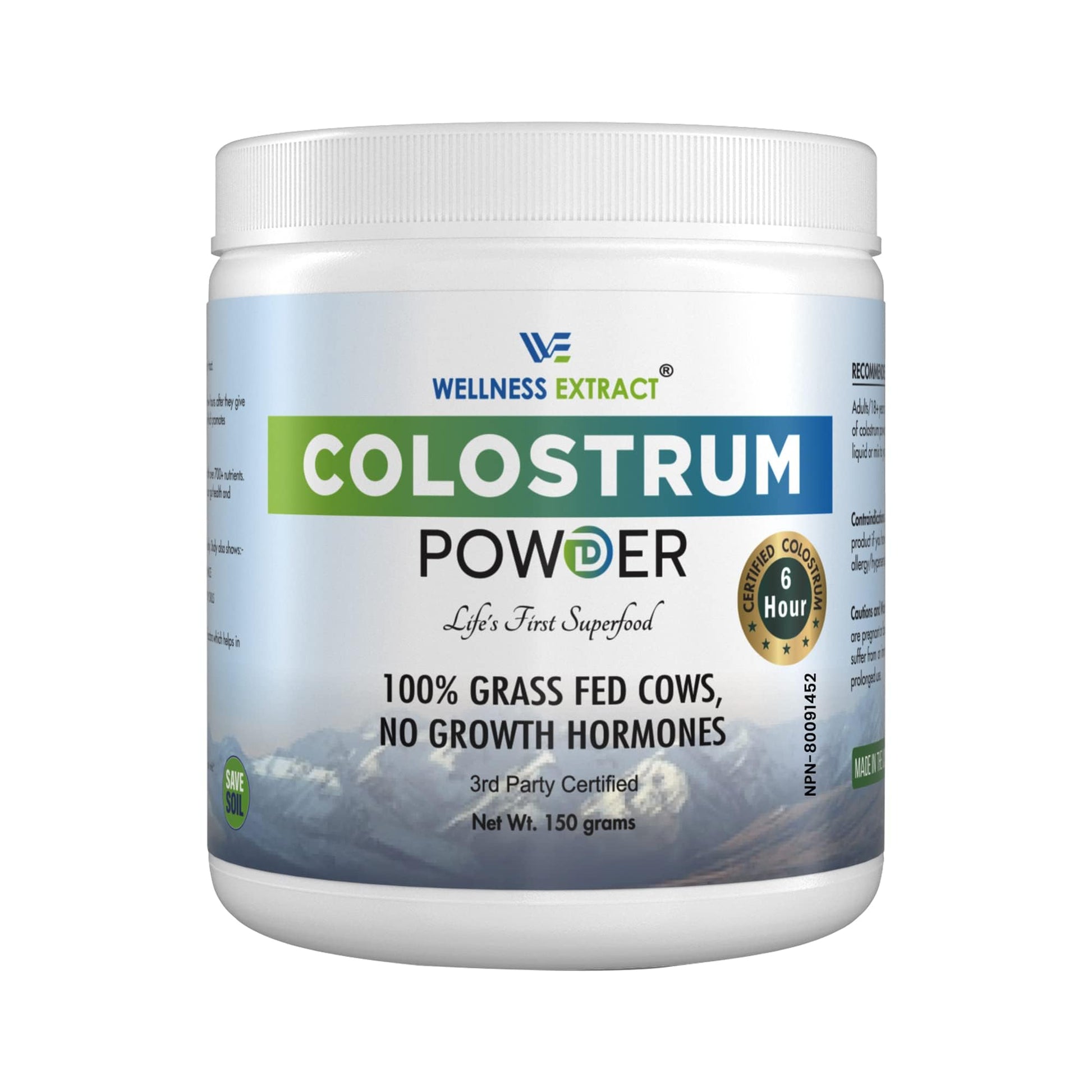 WELLNESS EXTRACT Bovine Colostrum Powder Rich in Protein & Lactoferrin- The True Certified Supplement for Immune Support, Gut Health, Muscle Growth - 150g WELLNESS EXTRACT buy supplements canada
