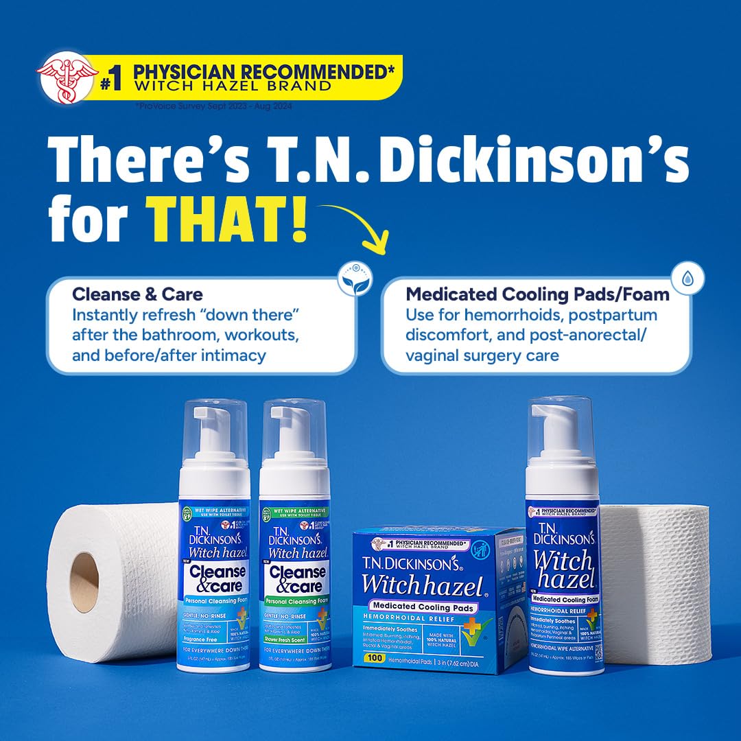 T.N. Dickinson’s Medicated Cooling Pads with Witch Hazel and Aloe | Hemorrhoid Treatment, Postpartum Care, Feminine & Rectal Relief | 100 Rounds T.N. Dickinson's buy supplements canada