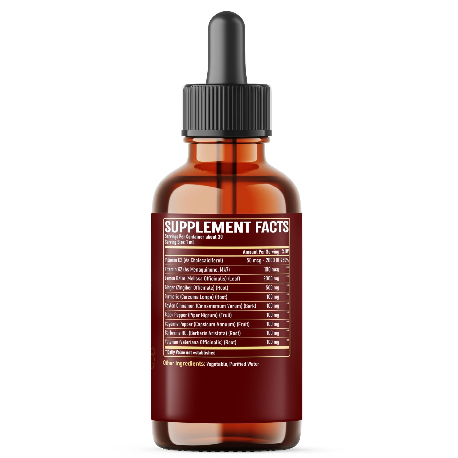 NUQIIT 10in1 Lemon Balm Tincture Blend Includes Vitamin D3, Vitamin K2, Lemon Balm, Ginger, Turmeric, Ceylon Cinnamon and More - 1 FL Oz - 60 Day Supply NUQIIT buy supplements canada