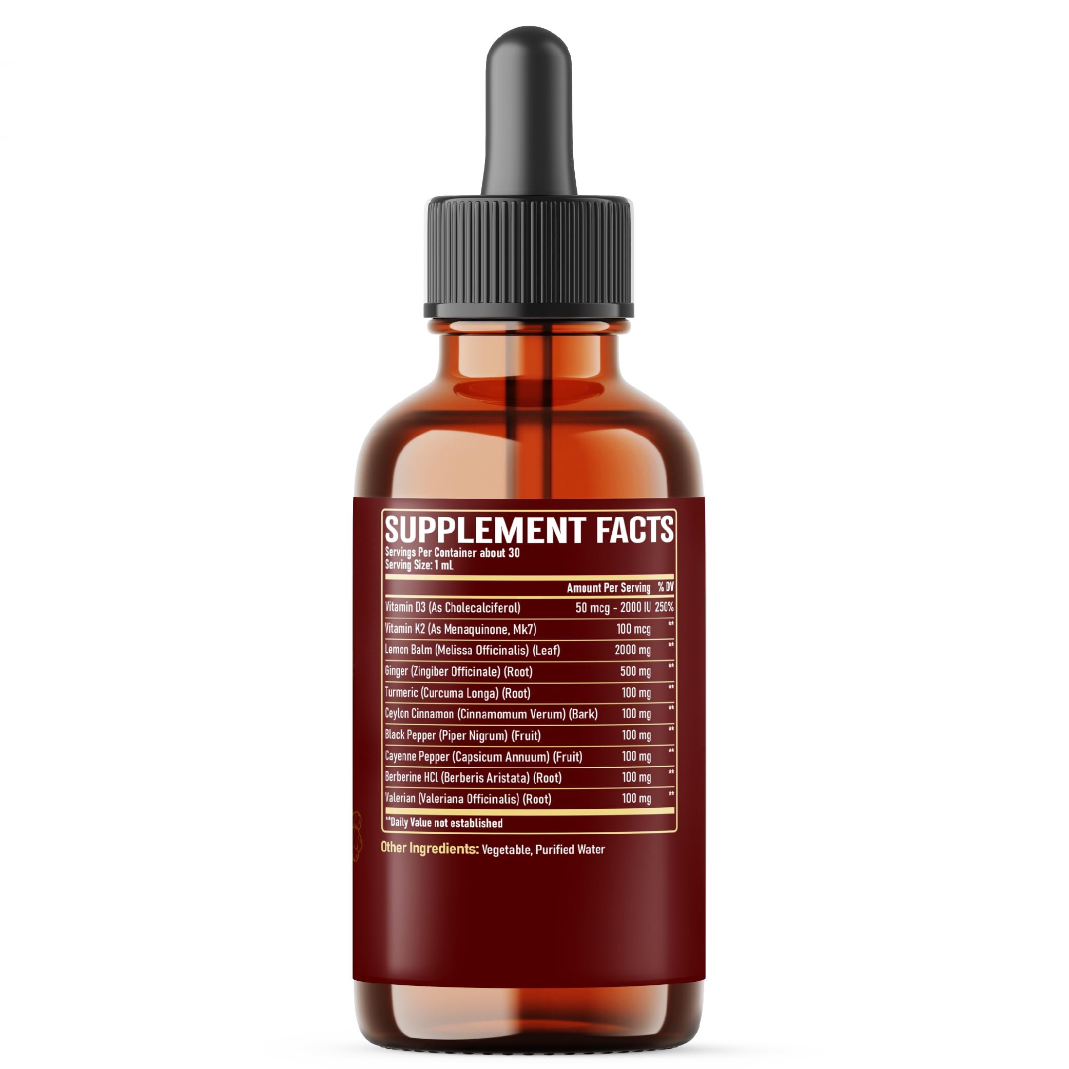 NUQIIT 10in1 Lemon Balm Tincture Blend Includes Vitamin D3, Vitamin K2, Lemon Balm, Ginger, Turmeric, Ceylon Cinnamon and More - 1 FL Oz - 60 Day Supply NUQIIT buy supplements canada