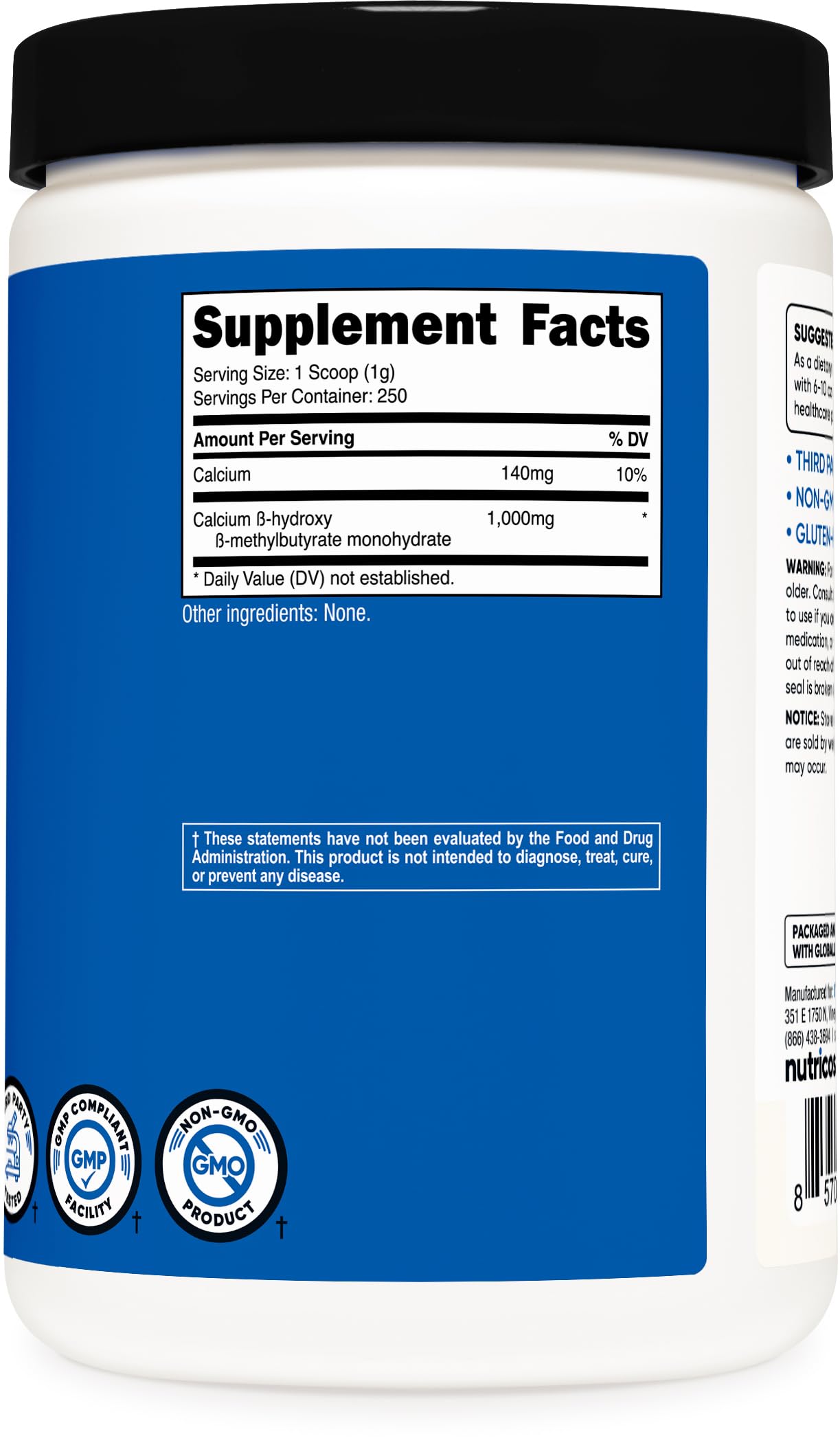 Nutricost HMB Powder (Beta-Hydroxy Beta-Methylbutyrate) 250 Grams - Gluten Free & Non-GMO Nutricost buy supplements canada