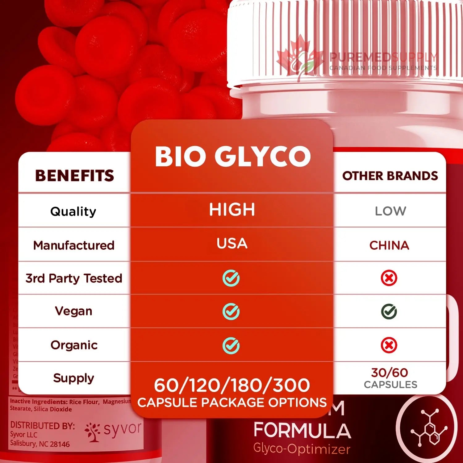 (2 Pack) Bio Glyco Capsules, Official BioGlyco Blood Health Support Pills with All Natural Ingredients, Advanced Blood Optimizer with Maximum Strength Premium Vitamins for Women & Men (120 Capsules) Syvor buy supplements canada