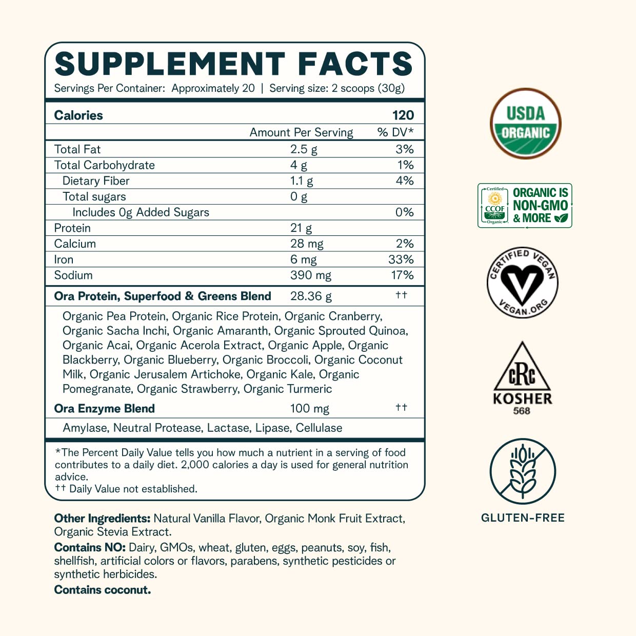 Ora Organic Protein Powder - 21g Plant-Based Protein for Women and Men Pre-Workout Ora Organic buy supplements canada