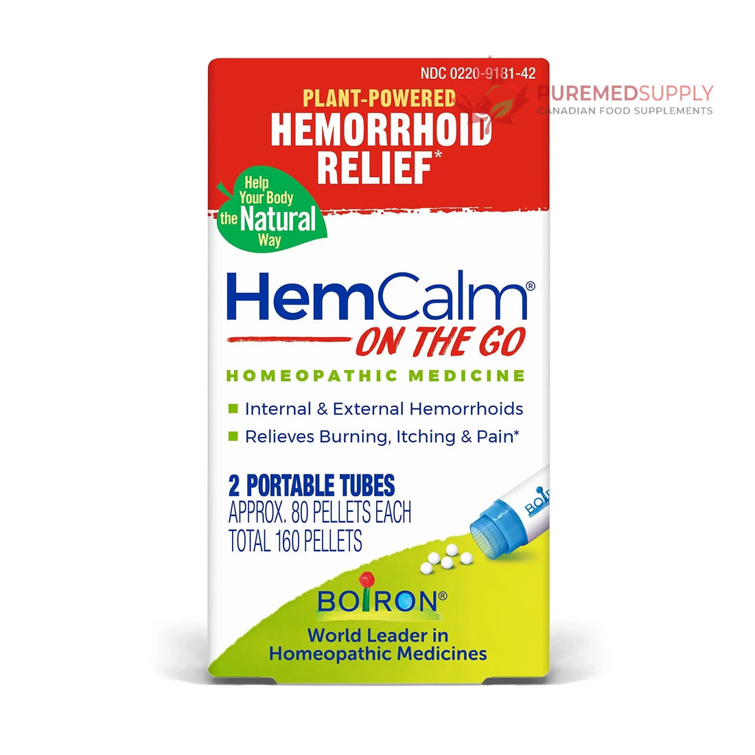 Boiron HemCalm On The Go Travel Essential for Hemorrhoid Relief of Pain, Itching, Swelling or Discomfort - 2 Count (160 Pellets) Boiron buy supplements canada