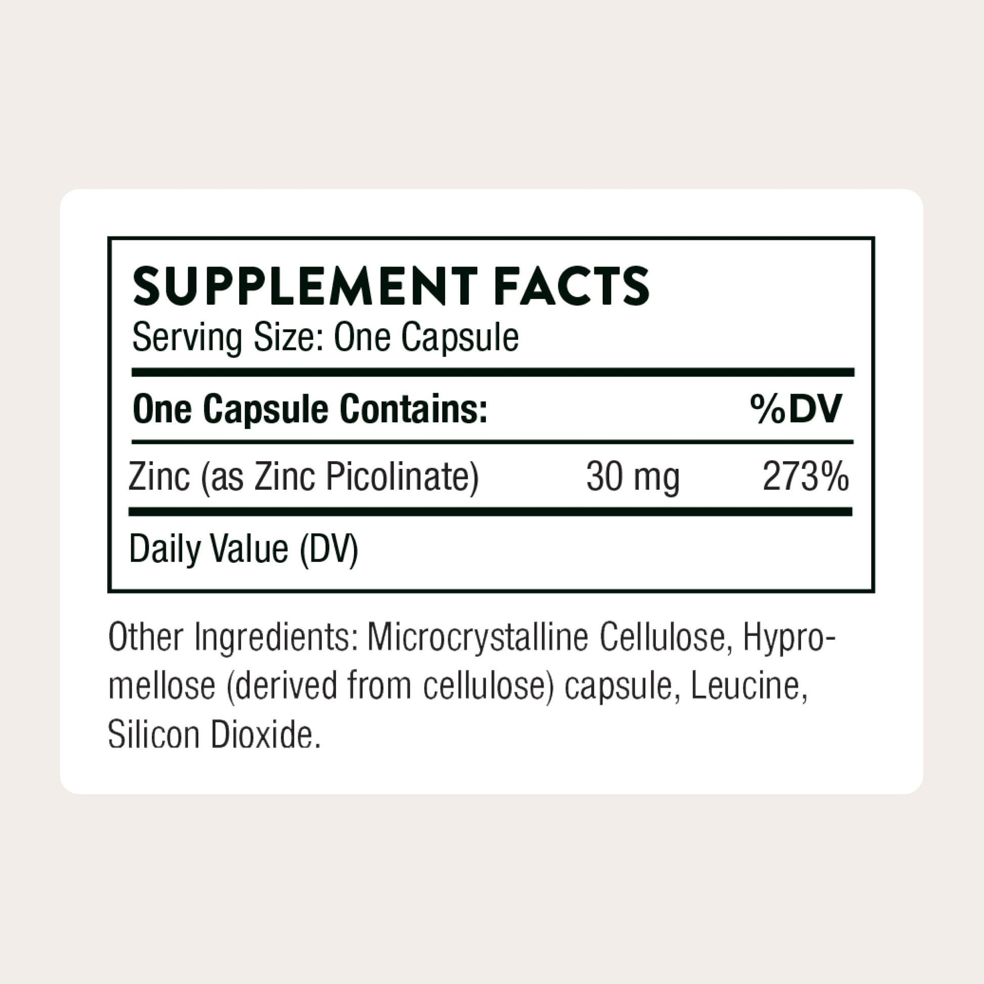 Thorne Research - Zinc Picolinate 30 mg - Well-Absorbed Zinc Supplement for Growth and Immune Function - 180 Capsules THORNE buy supplements canada