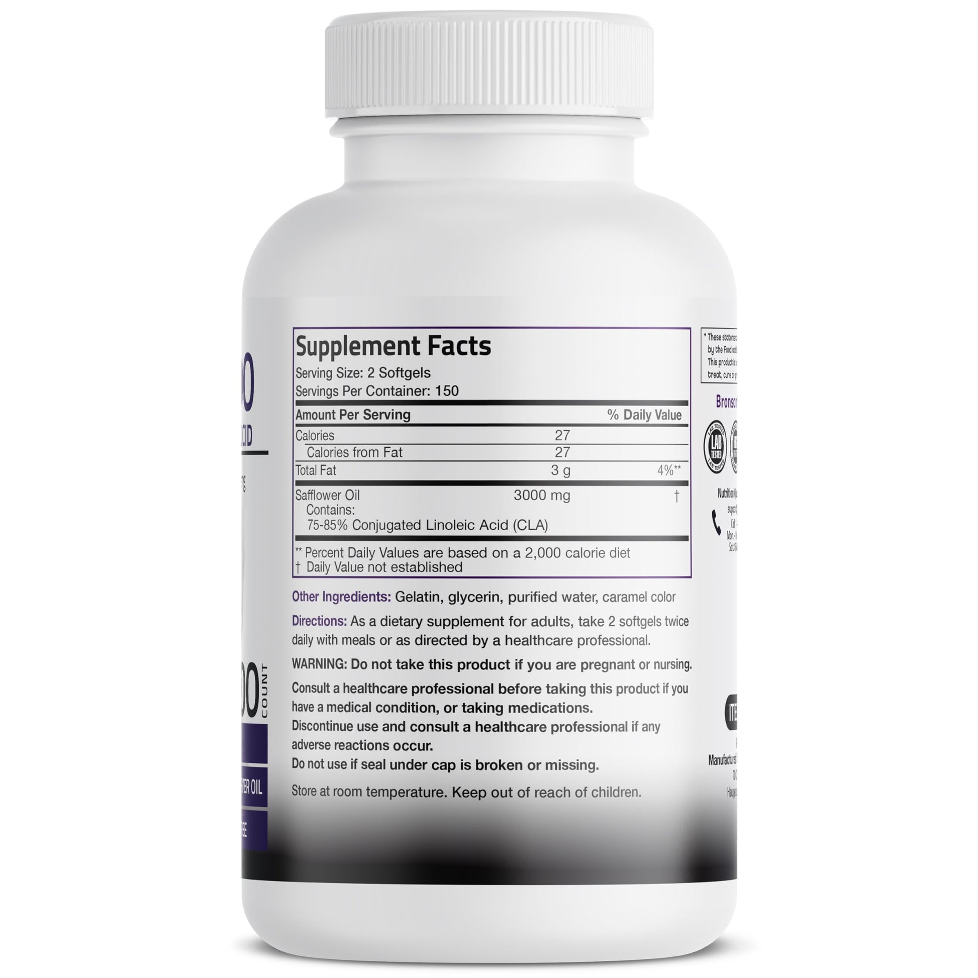Bronson CLA 3000 Extra High Potency Supports Healthy Weight Management Lean Muscle Mass Non-Stimulating Bronson buy supplements canada