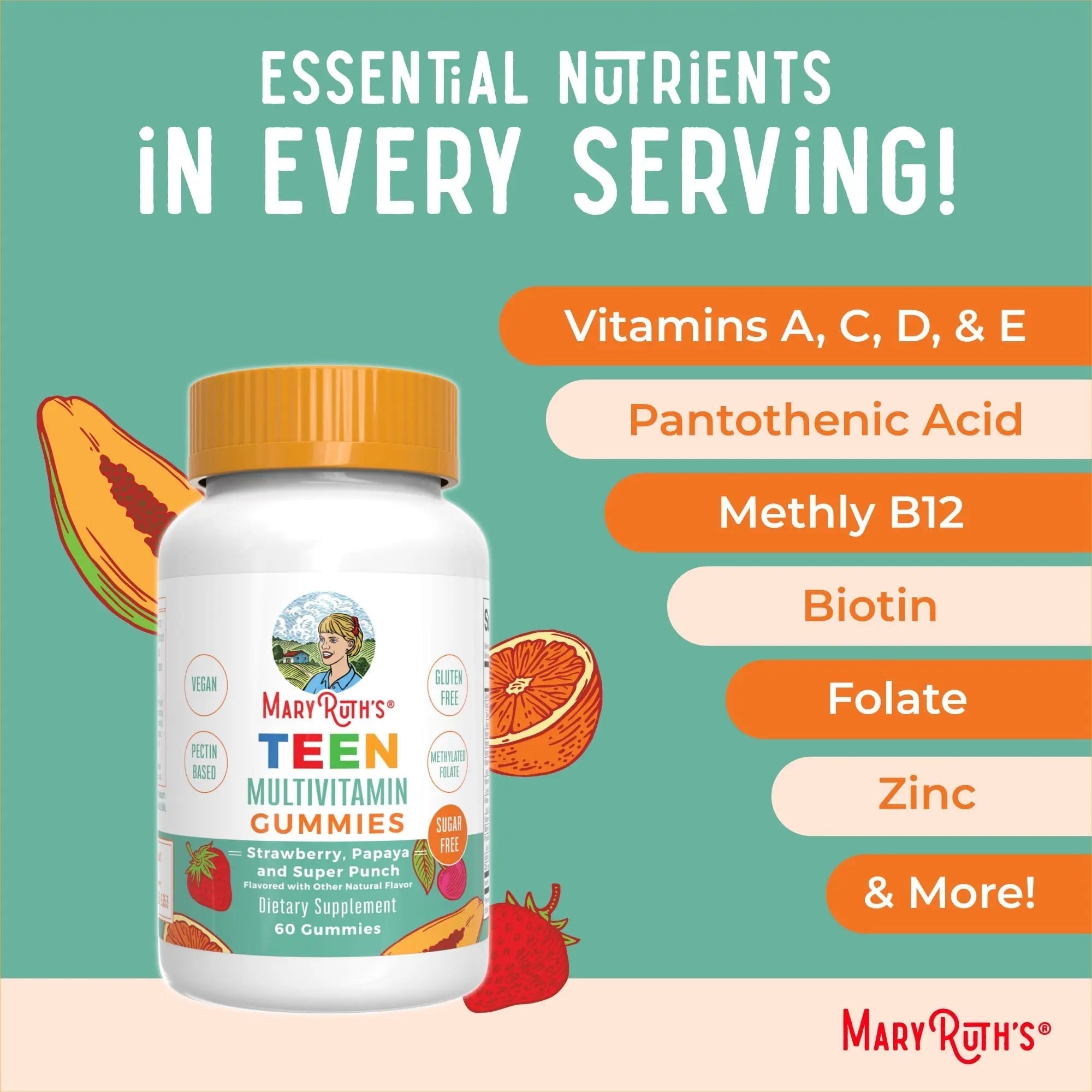 MaryRuth Organics Multivitamin for Teens | Teen Multivitamin Multimineral Gummies with Vitamin B, C, D and E, Biotin, Zinc MaryRuth Organics buy supplements canada