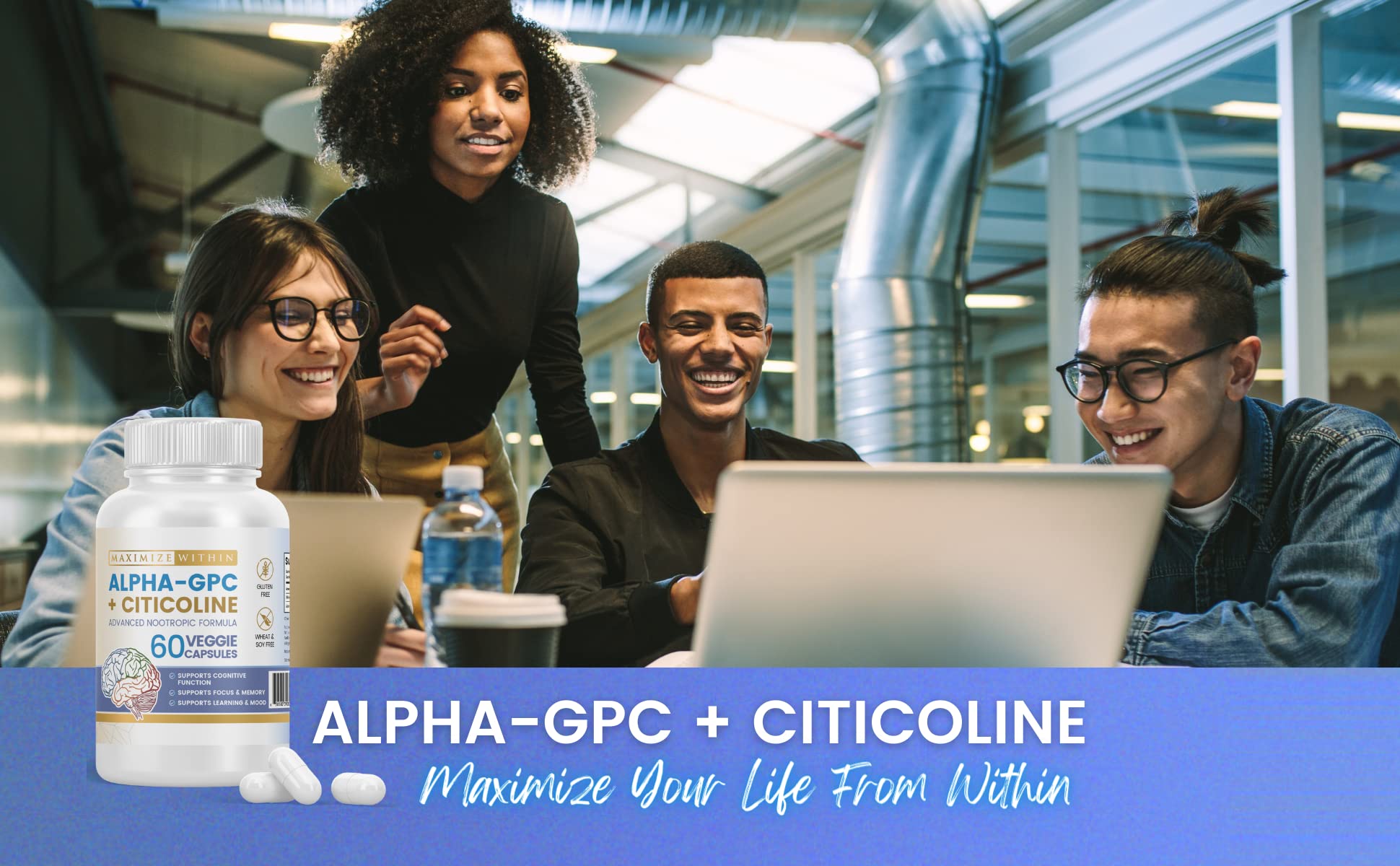 Maximize Within Alpha GPC + Citicoline 60 Ct, 1600mg Concentrated Formula- 99%+Highly Purified & Bioavailable Nootropic-Cognitive Enhancer, Supports Memory, Brain Function, Boosts Focus, Mood & Energy Maximize Within buy supplements canada