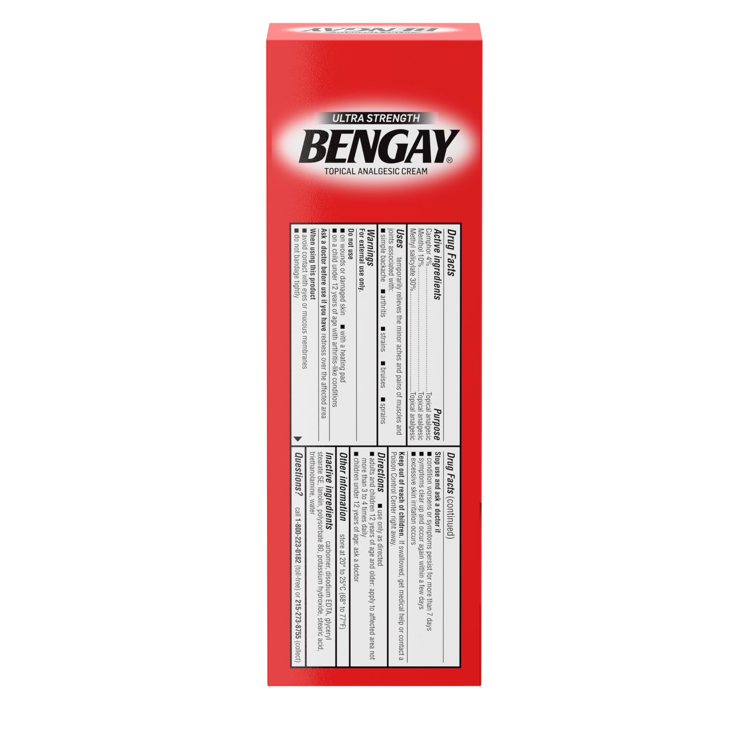 Bengay Ultra Strength Topical Pain Relief Cream, Non-Greasy Topical Analgesic for Minor Arthritis, Muscle, Joint and Back Pain, Camphor, Menthol and Methyl Salicylate, 4 OZ Bengay buy supplements canada