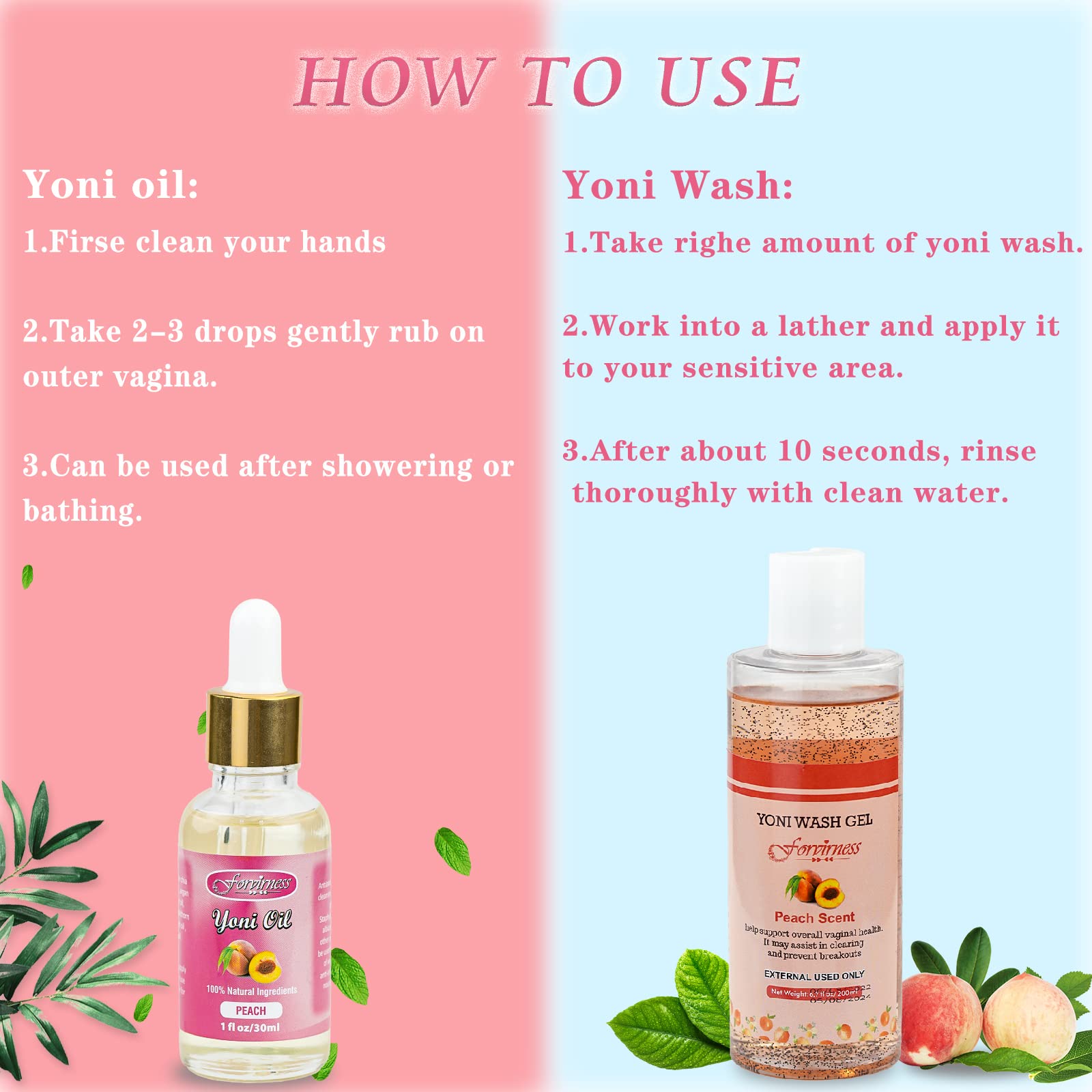 forvirness Feminine Wash & Natural Yoni Oil Set - Cleanse, Remove Odor, pH Balance for Women forvirness buy supplements canada