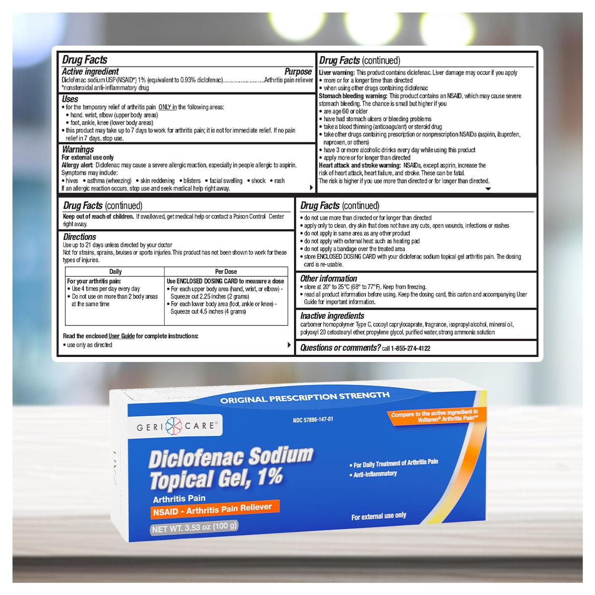 Topical Arthritis Pain Relief Gel Diclofenac Sodium 1% (NSAID) by GeriCare- Hand Wrist Elbow Foot Ankle Knee Extra-Strength Arthritis Pain Reliever- Anti-inflammatory Arthritis Pain Treatment- 3.53oz GeriCare buy supplements canada