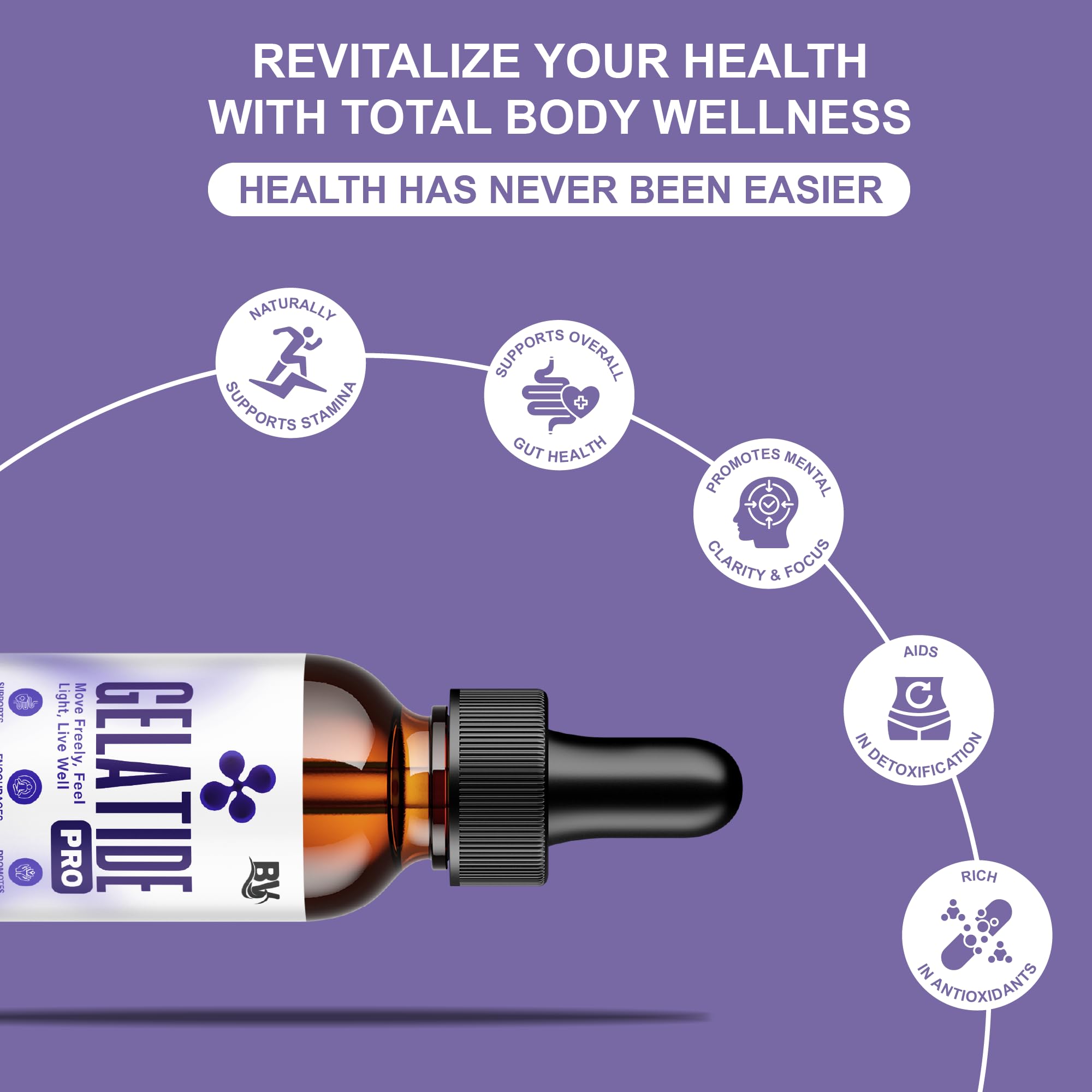 BLUE VIBE Gelatide Liquid Drops, Gela Tide Advanced Maximum Strength Overall Health & Wellness Support Supplement, Gelatide Premium Daily Health and Overall Energy Formula (2oz / 60ml) BLUE VIBE buy supplements canada