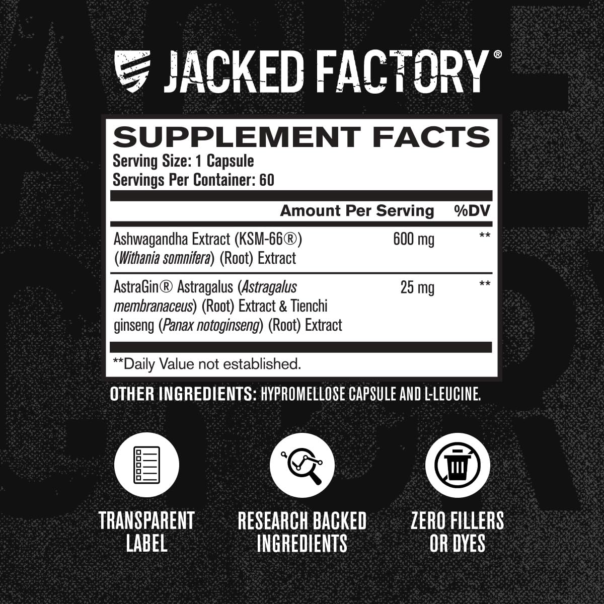 Jacked Factory Ashwagandha Root Extract (KSM-66 Ashwagandha) w/ 5% Withanolides - Supplement for Natural Stress Relief, Cognitive Function, Vitality, and Mood Support - 60 Veggie Capsules Jacked Factory buy supplements canada