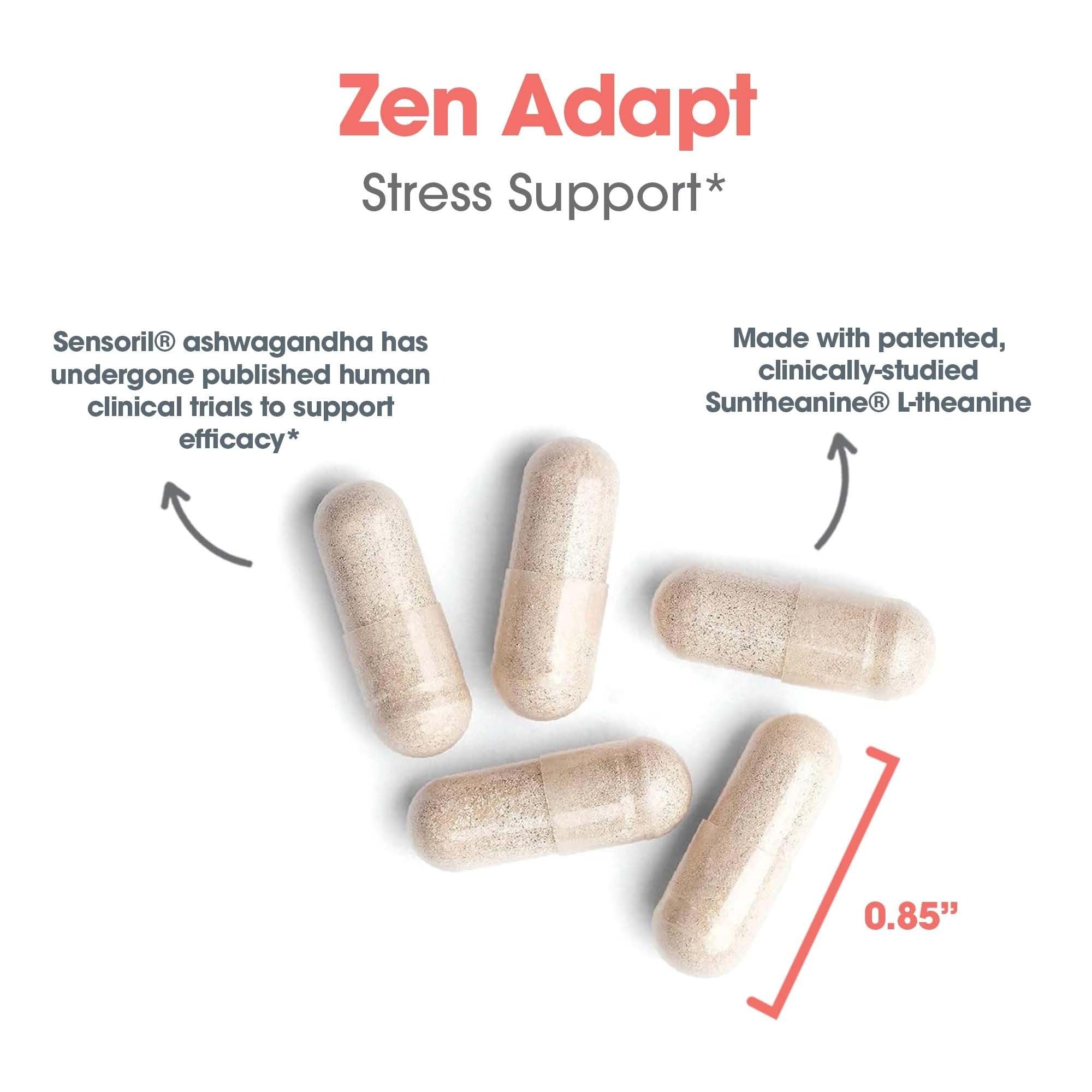 NutriCology ZenMind Adapt - 200 mg L-Theanine, 125 mg Ashwagandha & 550 mg GABA - Supports Stress Response and Calmness - Vegetarian Capsules - Hypoallergenic Formula - 30 Servings - 60 Capsules Allergy Research Group buy supplements canada