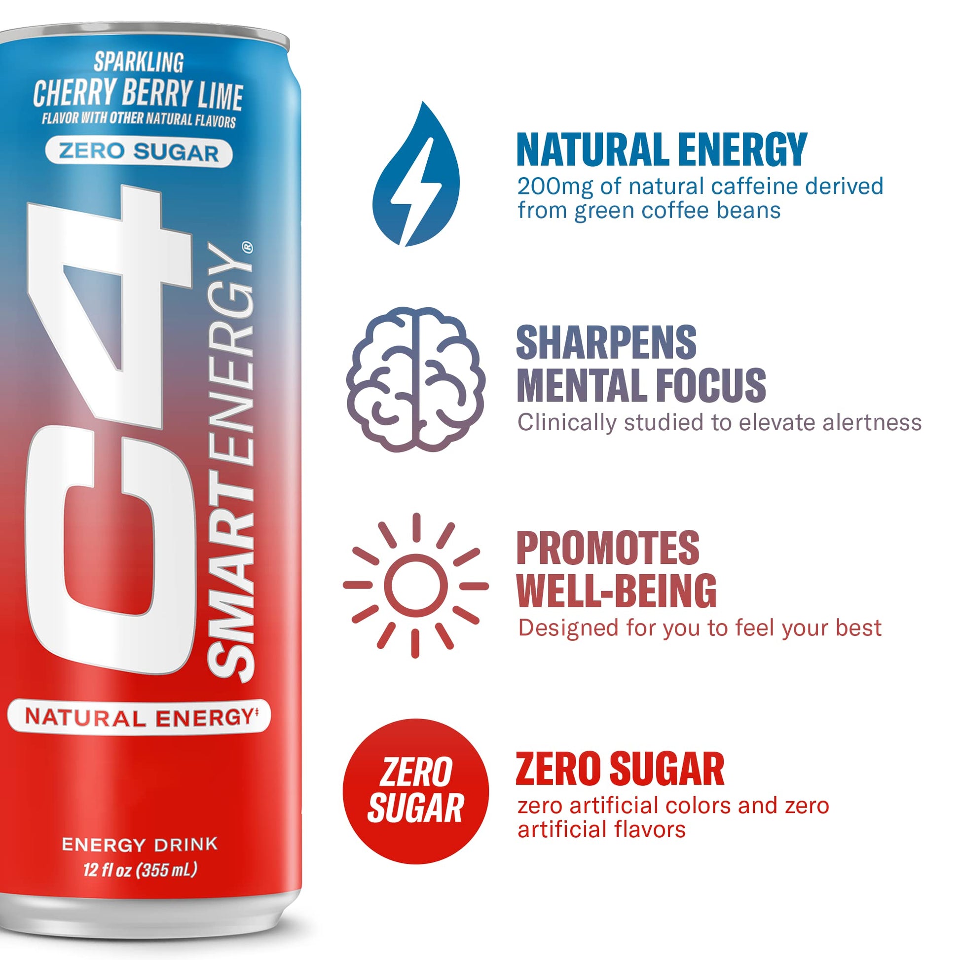 Cellucor C4 Smart Energy Drink - Sugar Free Performance Fuel & Nootropic Brain Booster, Coffee Substitute or Alternative | Cherry Berry Lime 12 Oz - 12 Pack C4 buy supplements canada
