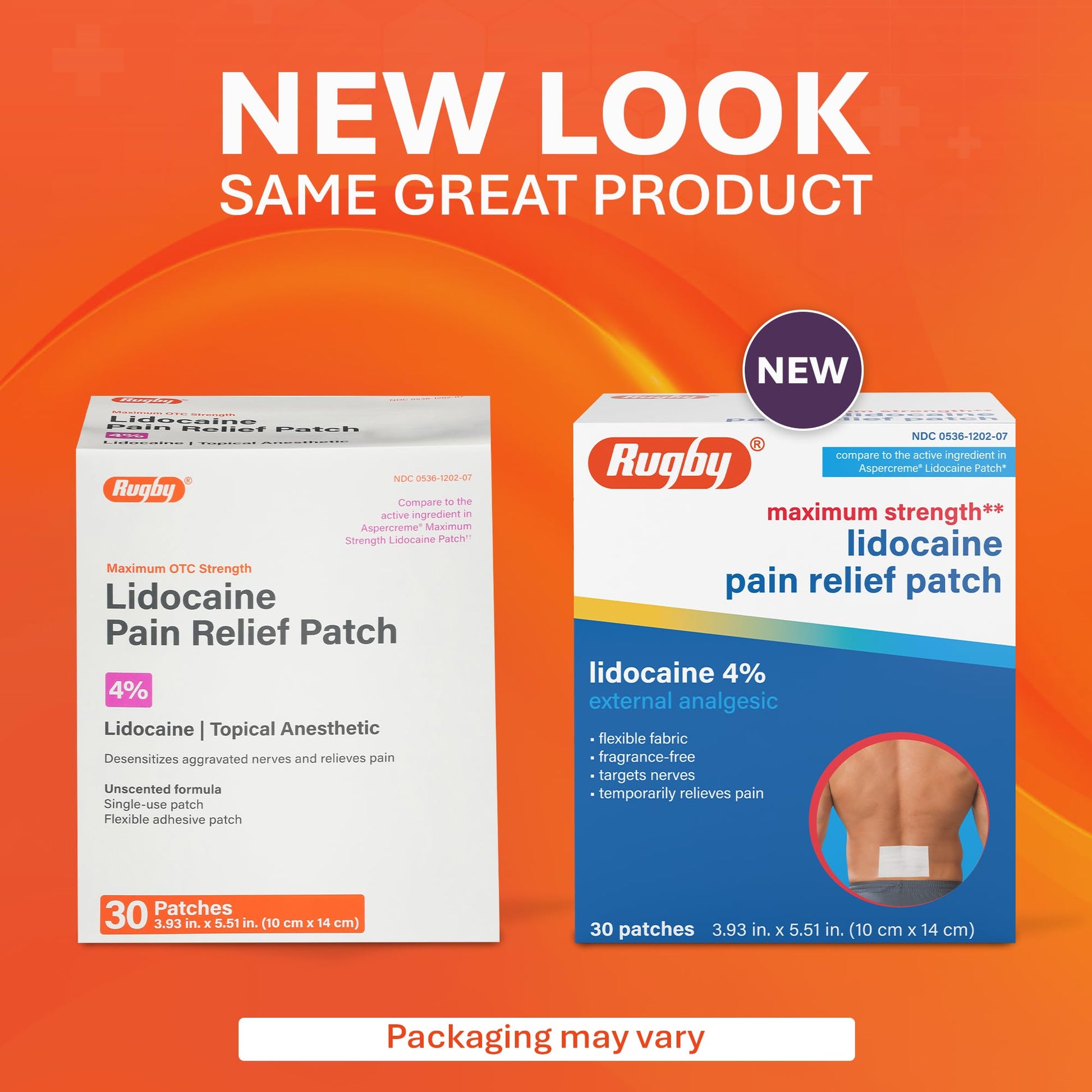 Rugby Maximum Strength Lidocaine Pain Relief Patch - 4% Lidocaine - Topical Anesthetic - Unscented - 30 Patches (1 Pack) RUGBY LABORATORIES buy supplements canada