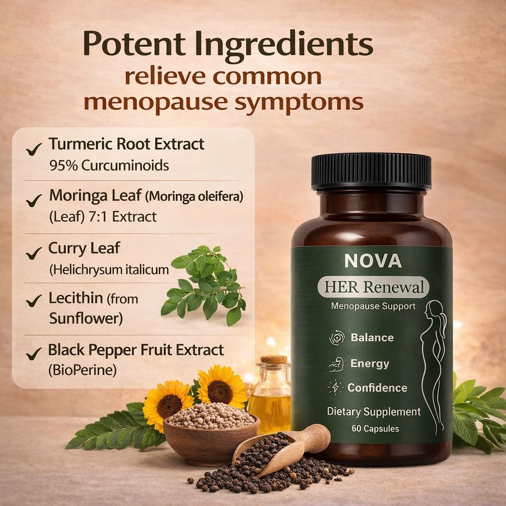 DFTLUUE NOVA Menopause Relief Support for Her - Probiotic Estrogen Balance Formula with Curcuminoids & Botanical Extracts – Supports Hormonal Balance, Comfort & Daily Well-Being – 60 Capsules (1) DFTLUUE buy supplements canada