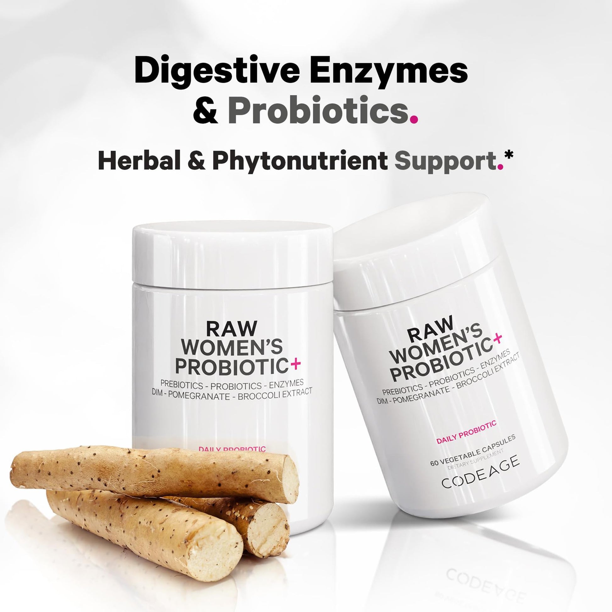 Codeage Raw Women’s Probiotic+ Supplement - 34 Probiotic Strains, 100 Billion CFUs, Digestive Enzymes, Prebiotic Blend, DIM, Herbal Extracts, Phytonutrients - Non-GMO - 30 Capsules Codeage buy supplements canada