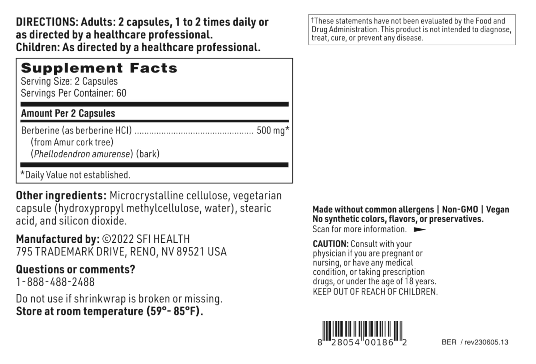 Klaire Labs Berberine HCI 500mg - Berberine Supplement - Gluten-Free, Hypoallergenic Klaire Labs buy supplements canada