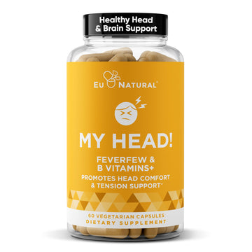 My Head! Headache Vitamins – Sensitivity, Tension, Comfort, Healthy Head Function for A Clear Mind – Fast acting Magnesium, Feverfew, Boswellia, Vitamin D, Ginger, & More – 60 Soft Capsules Eu Natural buy supplements canada