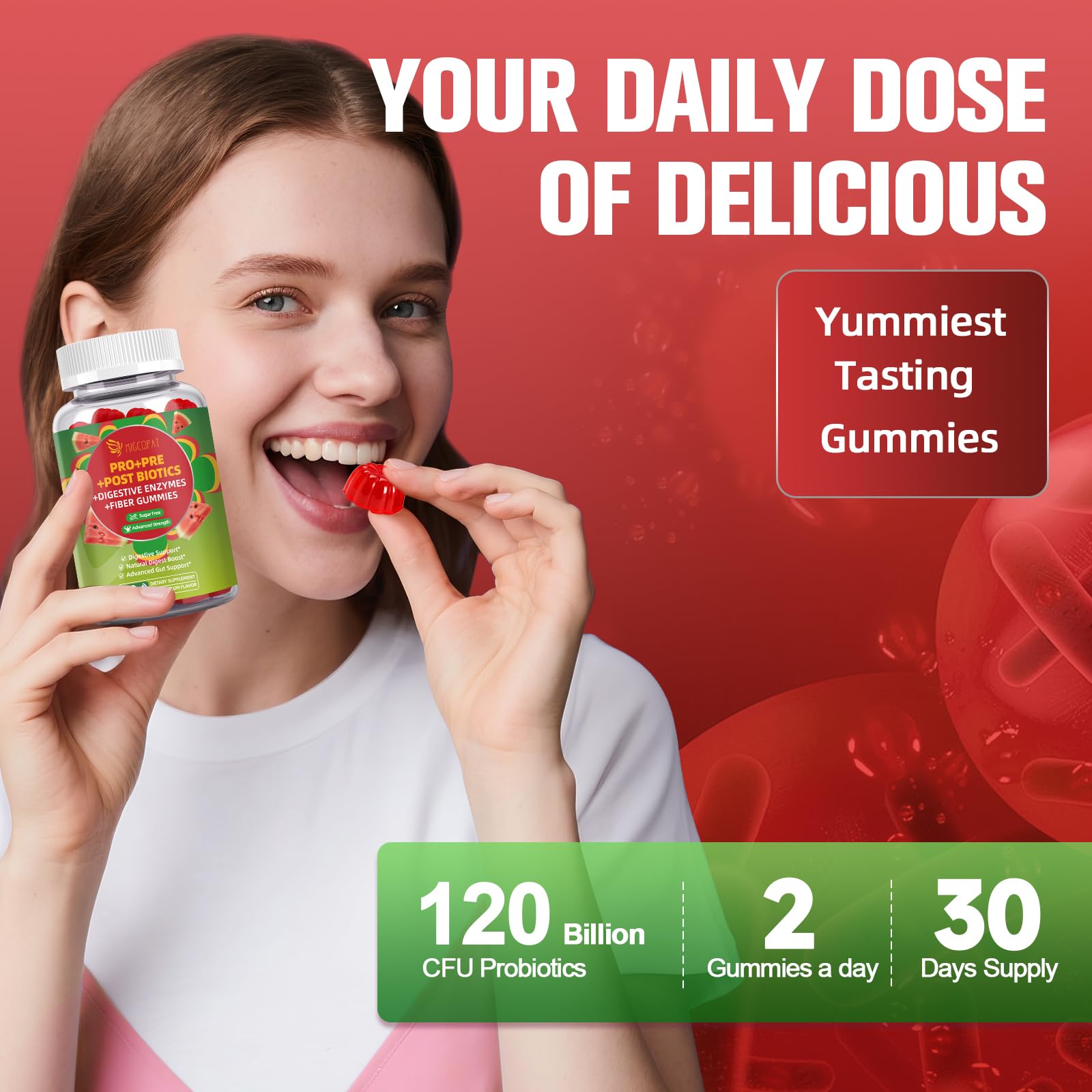 Migcopat Pre Post Probiotics Gummies, Probiotic Prebiotic Postbiotic Digestive Enzymes with Fiber, 120 Billion CFU Probiotics - Digestive Health Migcopat buy supplements canada