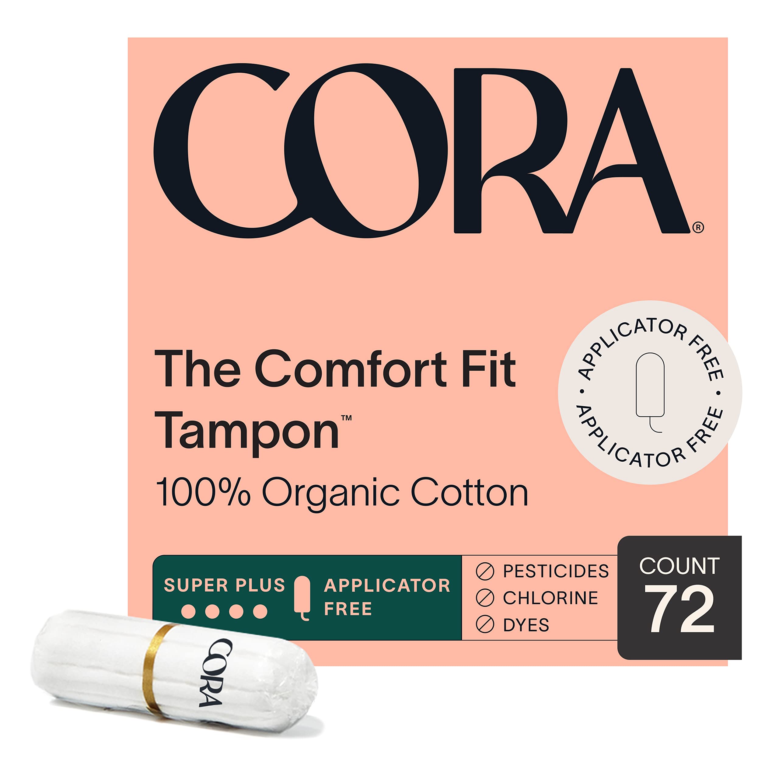 Cora 100% Organic Cotton Non-Applicator Tampons | Ultra-Absorbent, Unscented, Natural, Non-Toxic Cora buy supplements canada