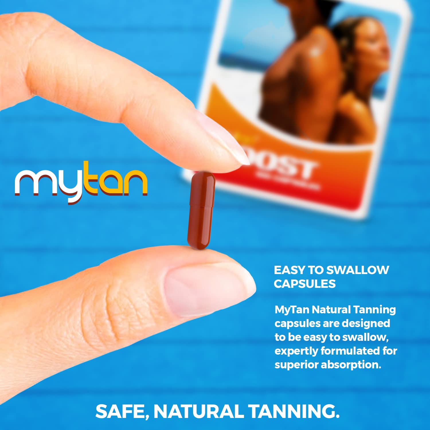 MyTan Boost Tan Pills | 100 Capsules | Sun Tan Accelerator | Natural Tanning Supplement | Tyrosine, Copper Multivitamin | 25-Day Extended Holiday Supply MyTan buy supplements canada