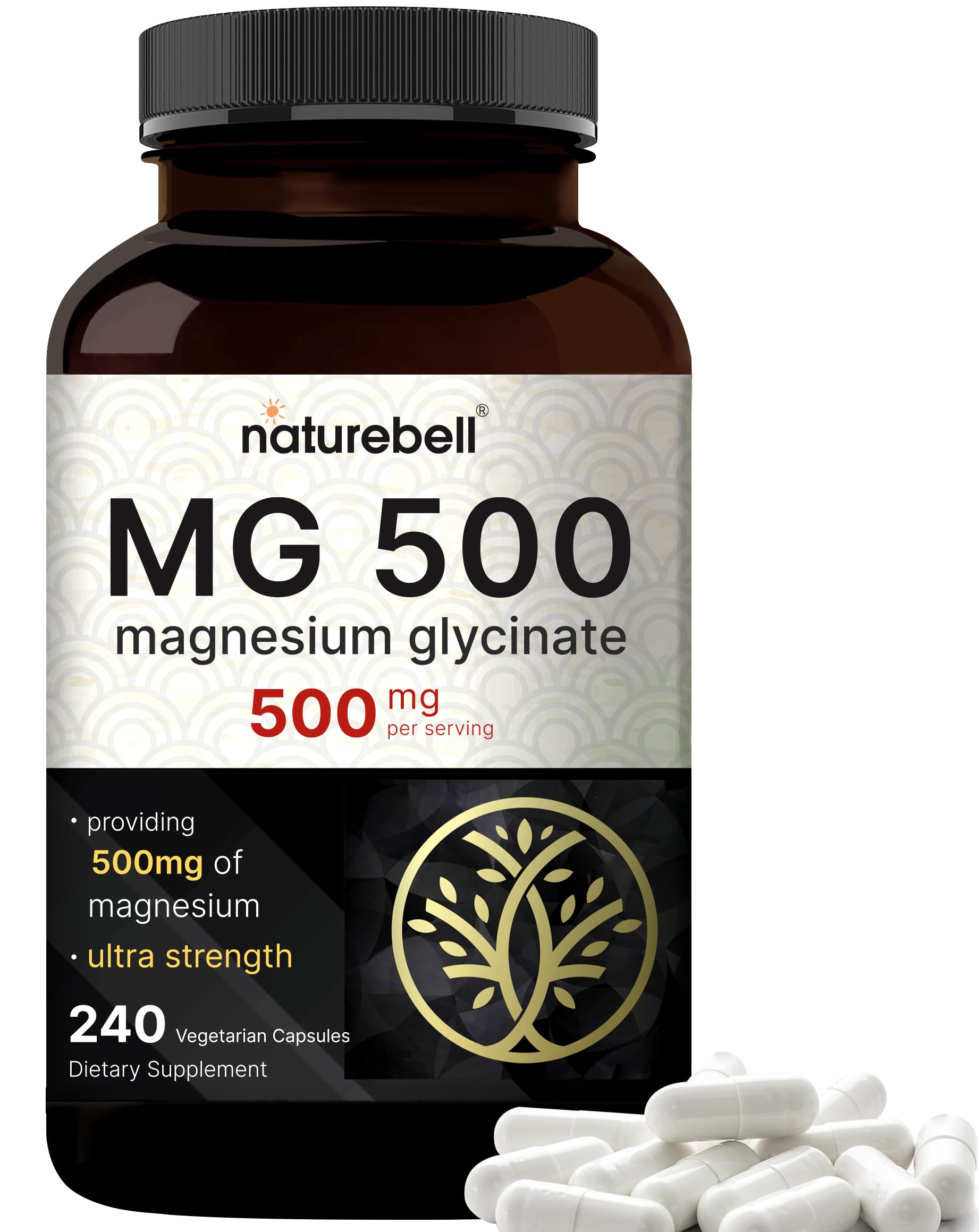 Magnesium Glycinate 500mg Per Serving | 240 Veggie Capsule, 100% Chelated NatureBell buy supplements canada