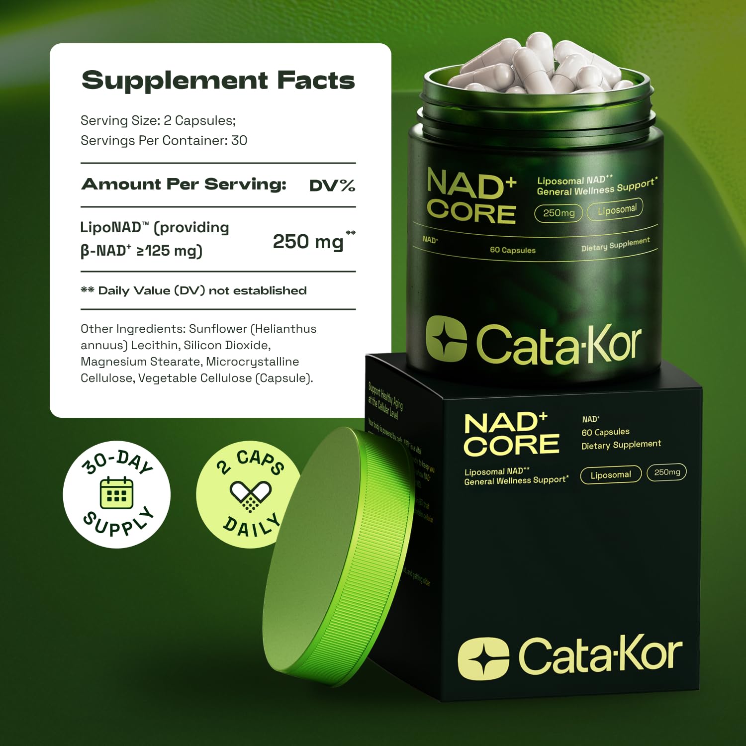 Cata-Kor NMN Supplement Alternative – Liposomal NAD+ Supplement – Third-Party Tested – NAD CORE – 30-Day Supply – 60 Capsules Cata-Kor buy supplements canada