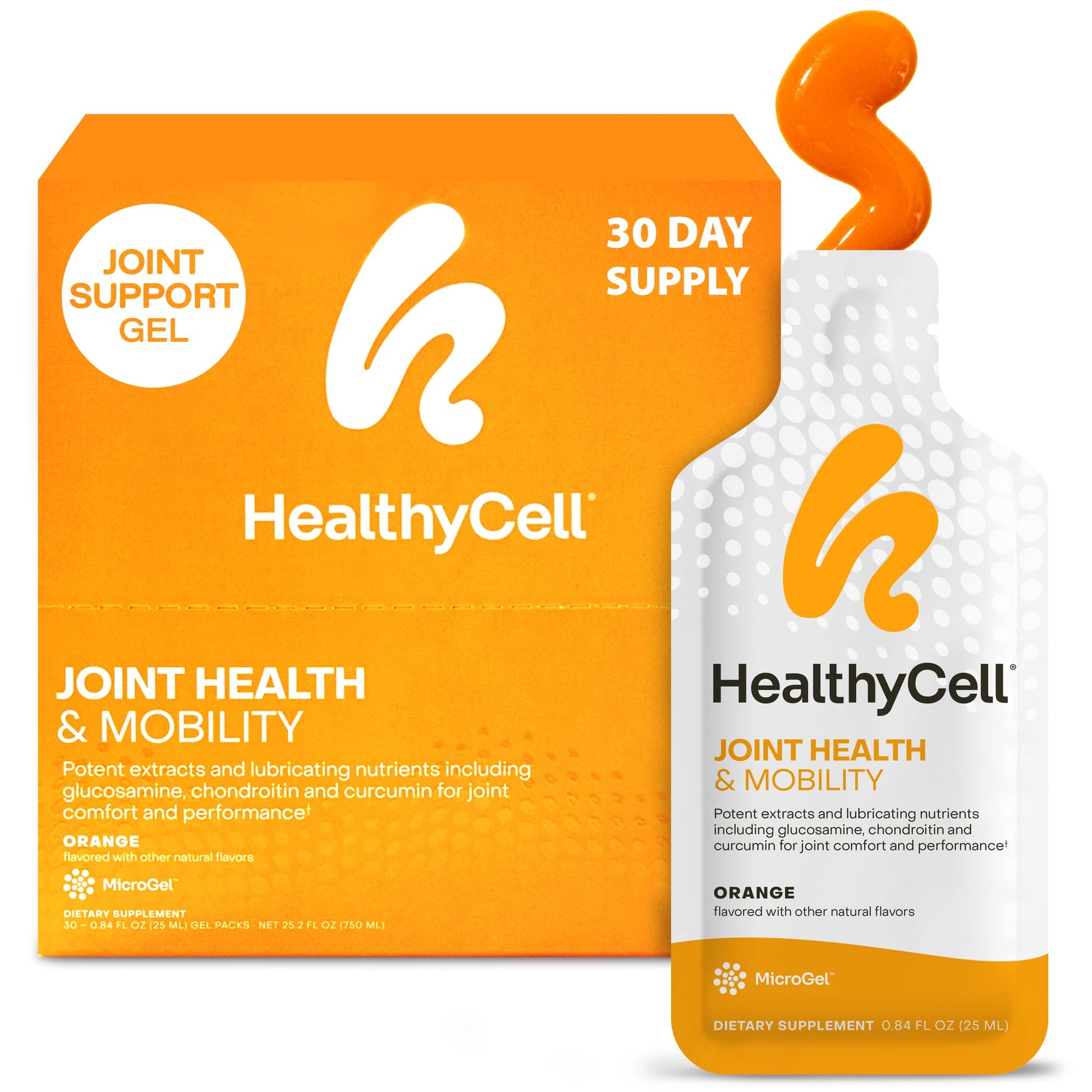Healthycell Joint Health & Mobility Daily Liquid Supplement - Joint Support Supplement, Inflammation Response, Cartilage & Flexibility with Curcumin, Glucosamine & Chondroitin - 30 Gel Packs Healthycell buy supplements canada