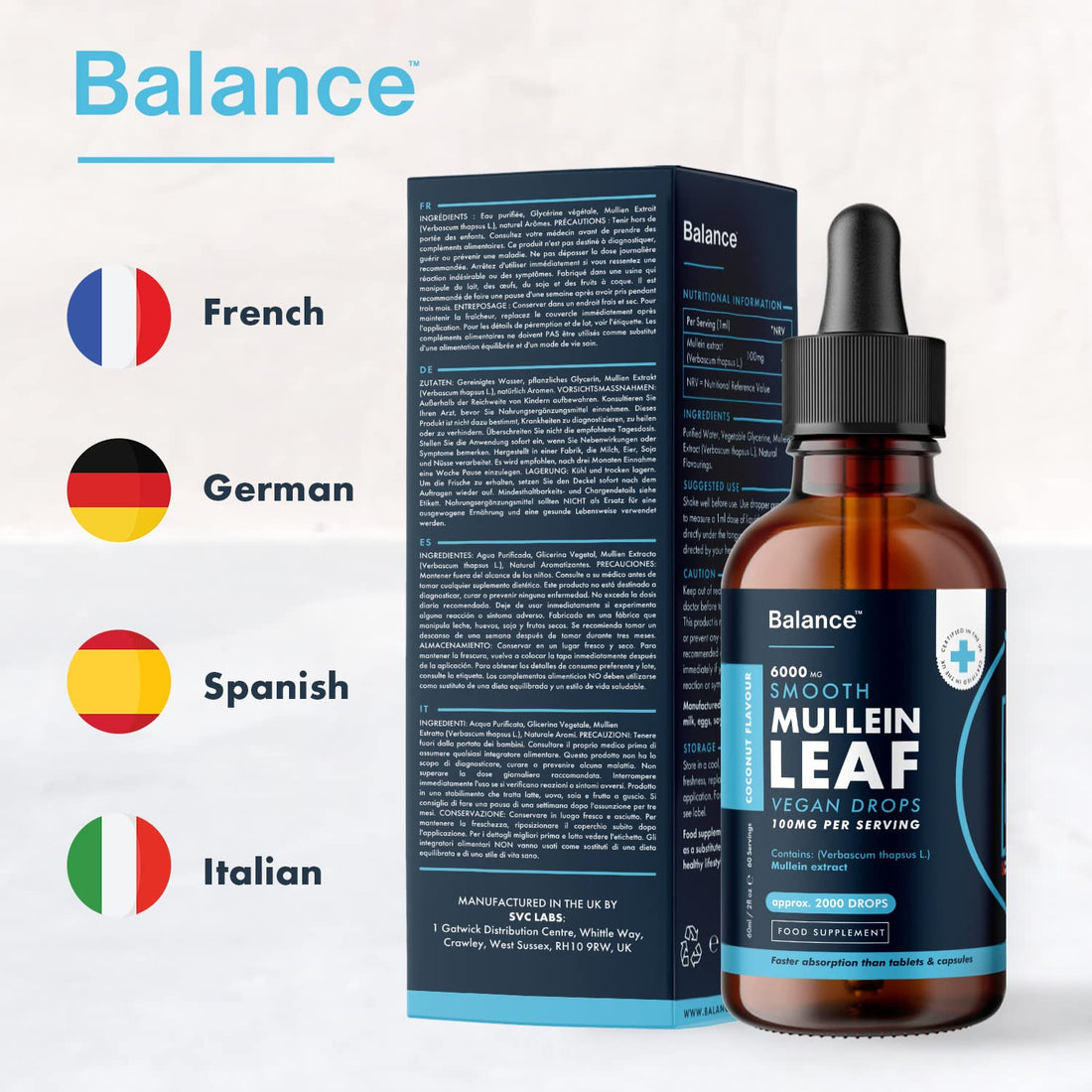 Balance Mullein Leaf Liquid Drops - 60ml for 2 Month Supply - High Strength - Vegan Balance buy supplements canada