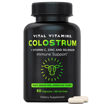 Vital Vitamins Colostrum Supplement - Vitamin C, Zinc, & Selenium - from First Milking - Standardized to Contain 10% IgG Immunoglobulins - Grass-Fed American Cows - 60 Capsules Vital Vitamins buy supplements canada