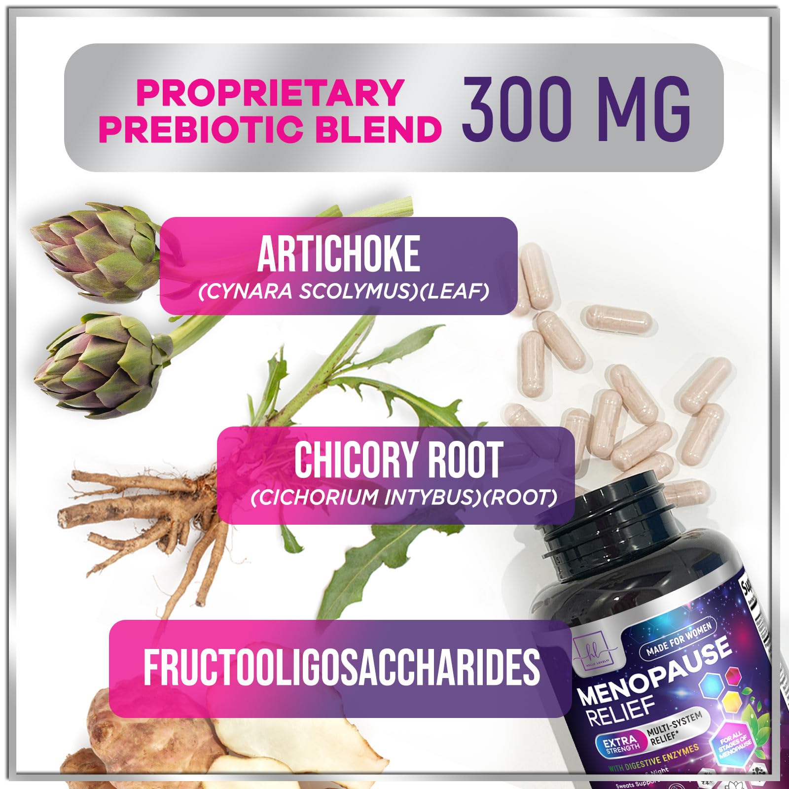 Menopause Supplements for Women - Complete Hot Flash Night Sweats & Menopause Relief Pills, 8 Billion CFU Probiotics with Dong Quai & Black Cohosh for Vaginal, Digestive Support - 60 Capsules Hello Lovely! buy supplements canada