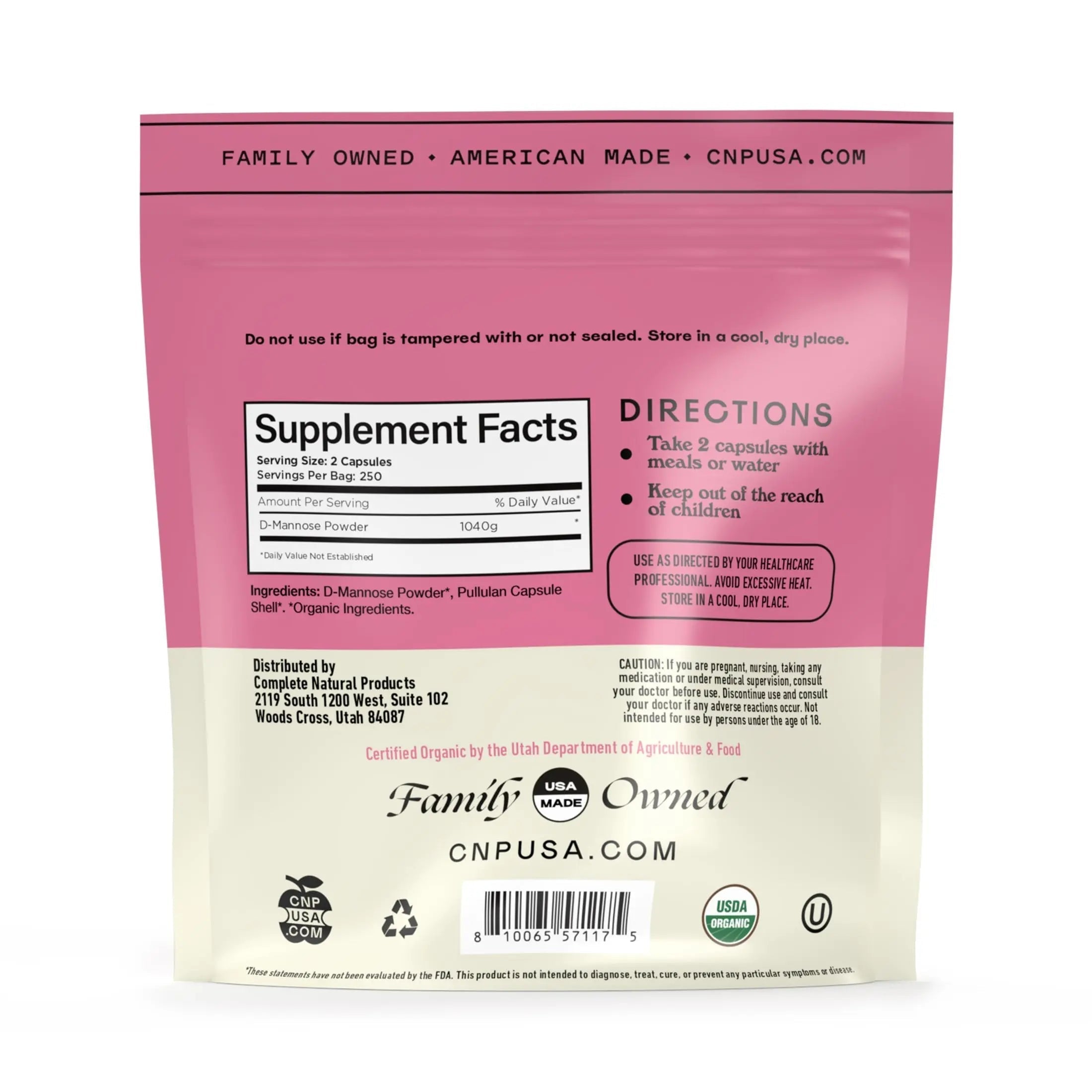 D Mannose 520mg Capsules - Organic D Mannose Supplement for UT Support, Urinary Tract Bladder Health Pills, Plant Based Formula, Vegan Non GMO, No Fillers, 500 Capsule Count Made USA Certified Kosher Complete Natural Products buy supplements canada