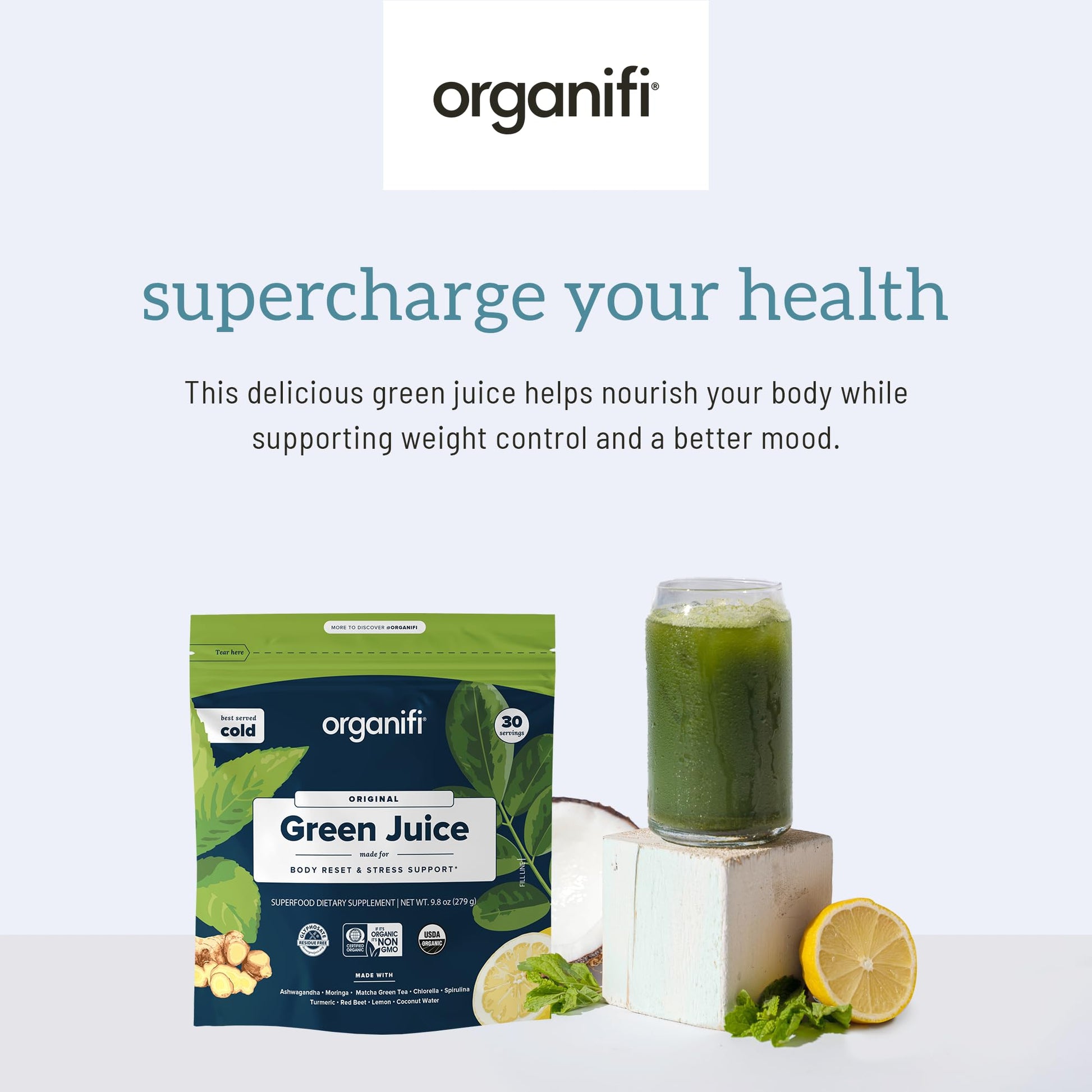 Organifi Green Juice - Powder Supplement with Organic Spirulina, Ashwagandha Organifi buy supplements canada