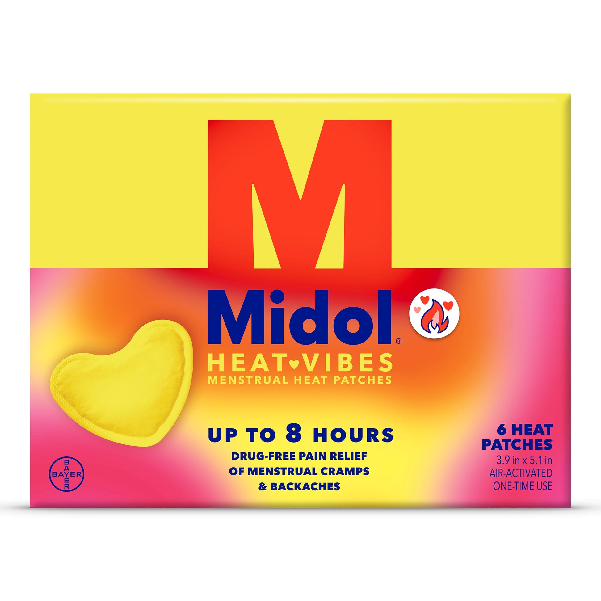 Midol Heat Vibes Menstrual Pain Relief Heat Patches - 6 Count Pack for Period Cramps and Backache Midol buy supplements canada