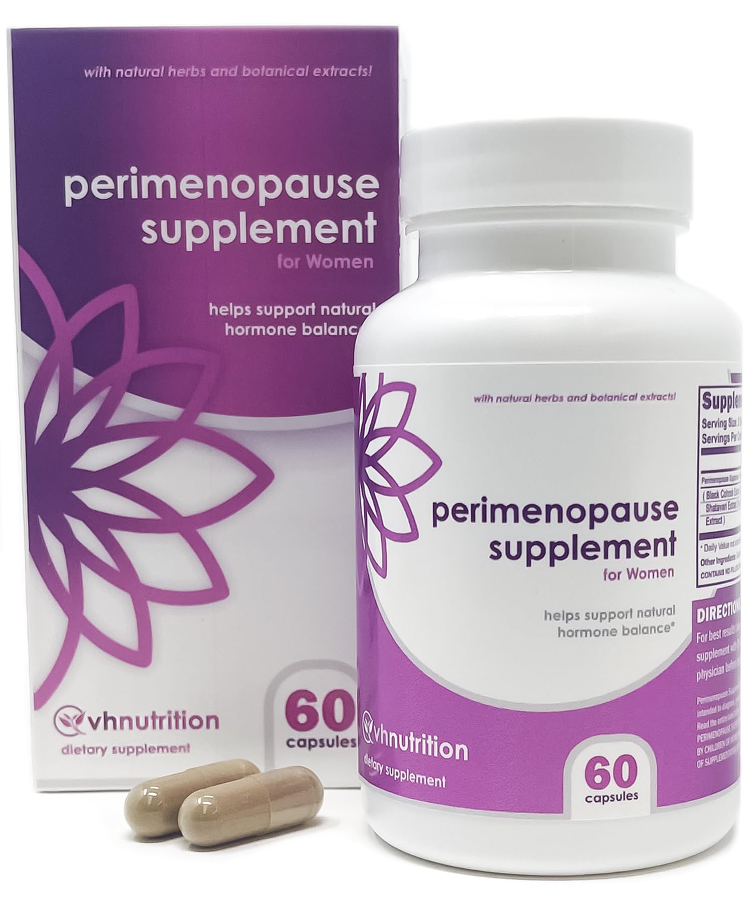 VH Nutrition Perimenopause Supplement for Women | Hot Flash, Mood, and Menstruation Cycle Support | 100% Herbal Formula: Black Cohosh, Vitex, & Shatavari. No Additives, or Fillers VH Nutrition buy supplements canada