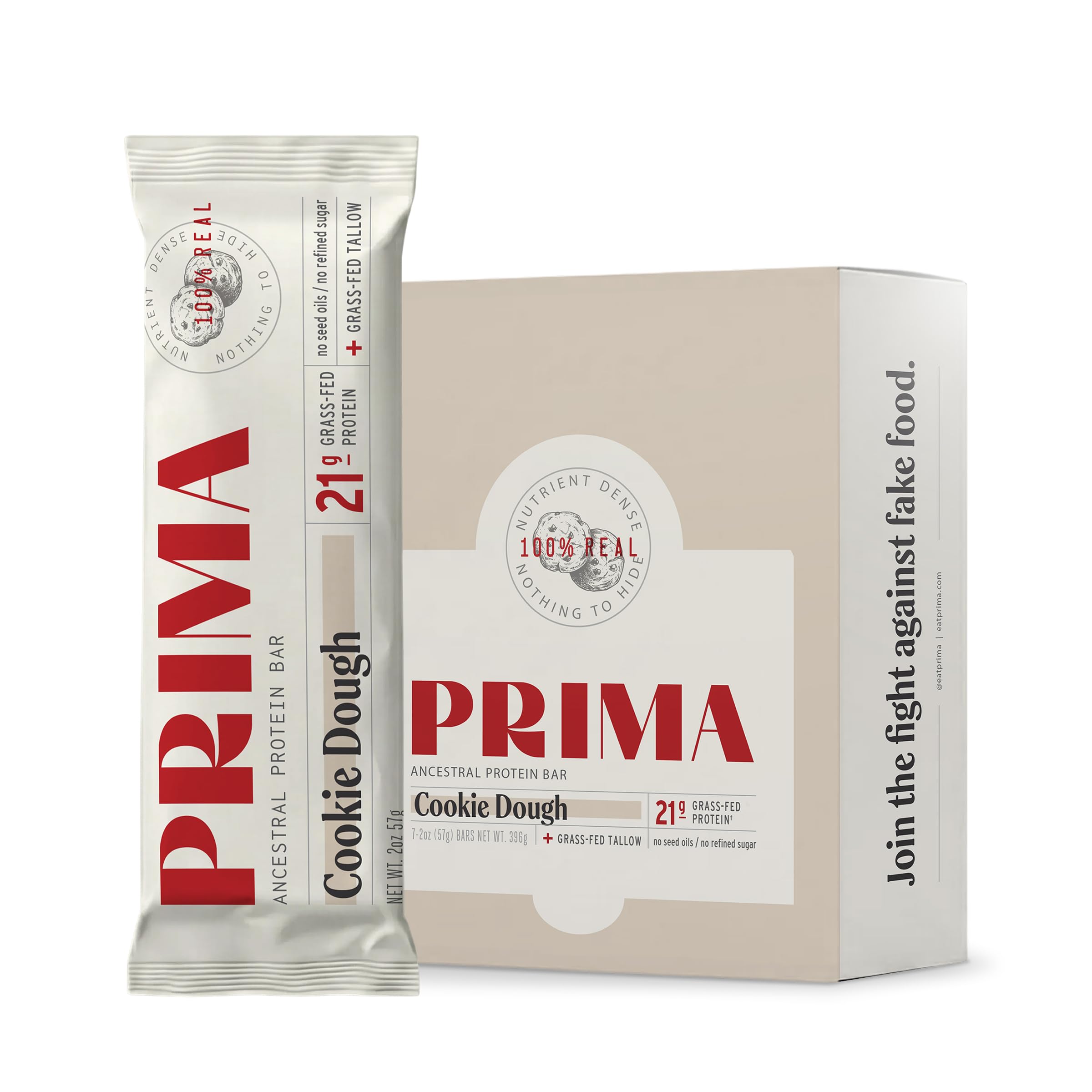 PRIMA Cookie Dough Protein Bar | 21g Grass Fed Whey and Collagen | No Seed Oils, No Preservatives, Raw Honey Sweetened | 7 Pack PRIMA ANCESTRAL PROTEIN BAR buy supplements canada