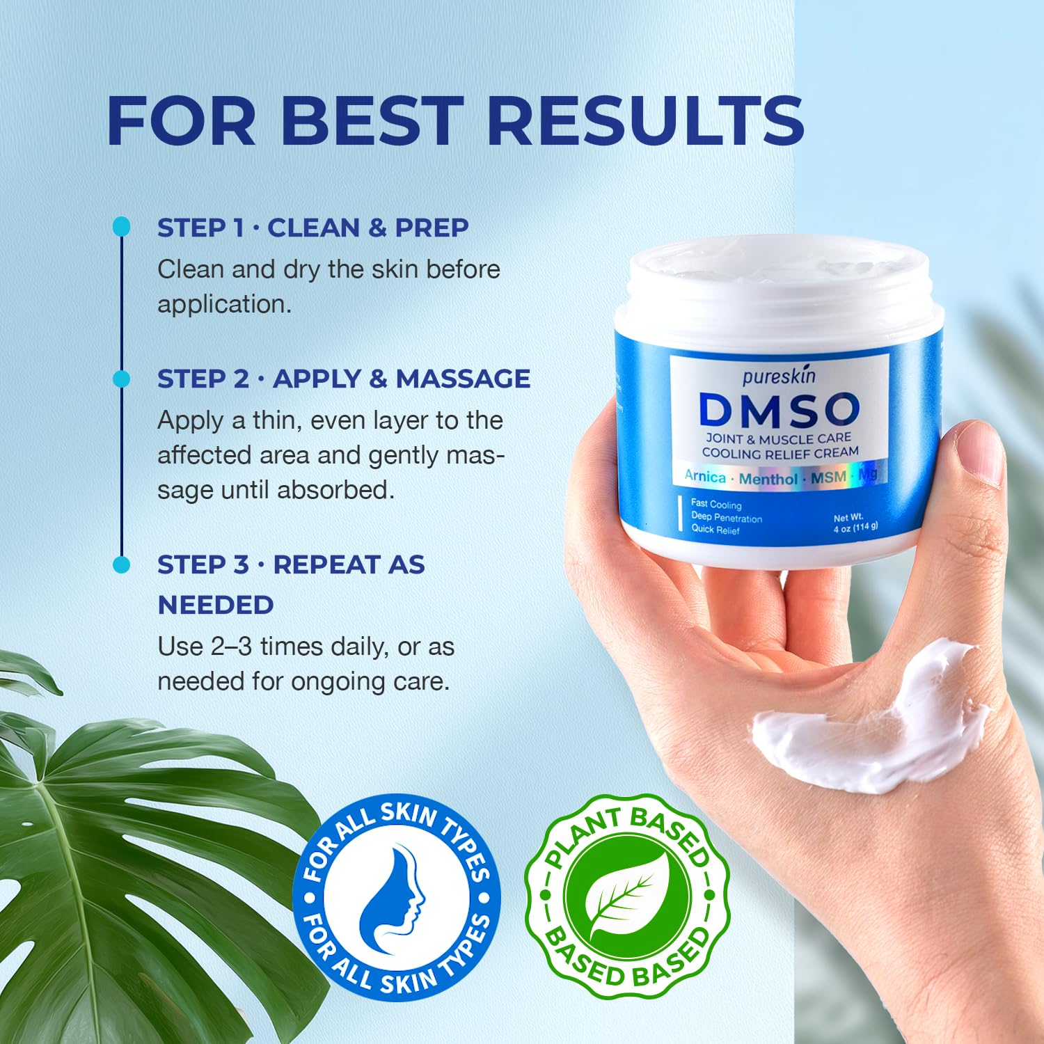 PURESKIN DMSO Relief Cream – Pharmaceutical Grade Fast-Absorbing Cooling Formula for Active Lifestyles – Lightweight Cream with Arnica, MSM, Magnesium, Menthol & Aloe, 4 oz PURESKIN buy supplements canada