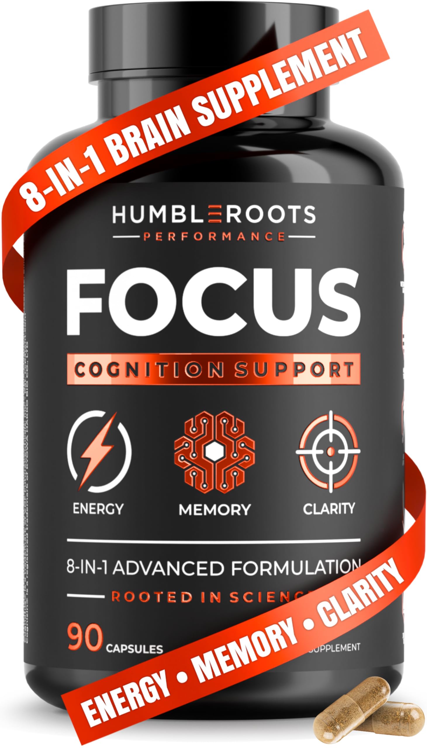 Advanced Nootropic Brain Supplement for Energy, Memory, & Focus | Lion's Mane, Caffeine, L-Theanine, and 5 Additional All-Natural Ingredients to Improve Cognitive Health (90 Capsules) HUMBLEROOTS PERFORMANCE buy supplements canada