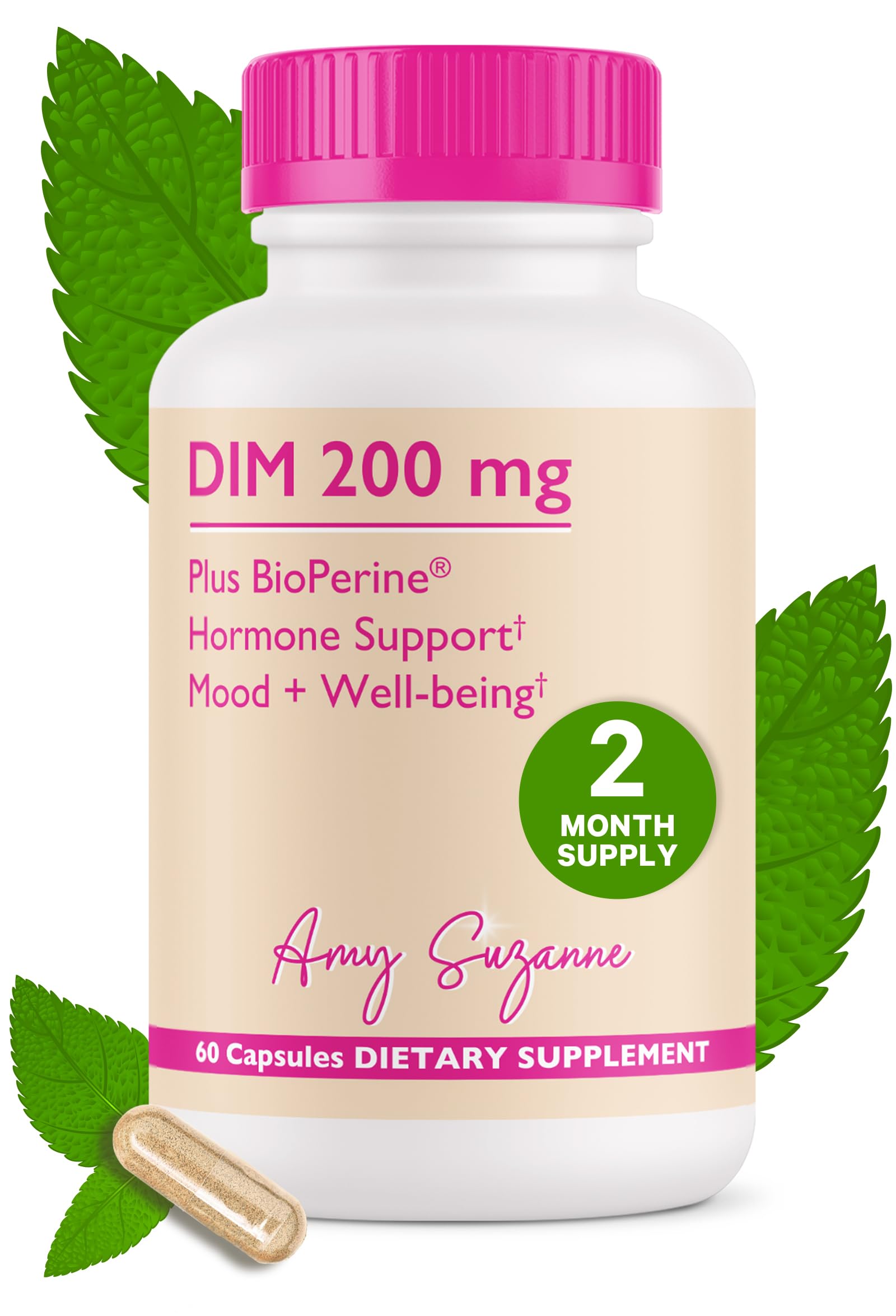 Amy Suzanne 200 DIM Supplement for Women - Estrogen Metabolism and Hormone Harmony for Menopause, Perimenopause & PMS Support - DIM Plus Bioperine for Mood Support - 60 Day Supply, Vegan Amy Suzanne buy supplements canada