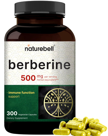 Berberine Supplement 500mg | 300 Veggie Capsules, 97% Pure Berberine HCL – 5:1 Root NatureBell buy supplements canada