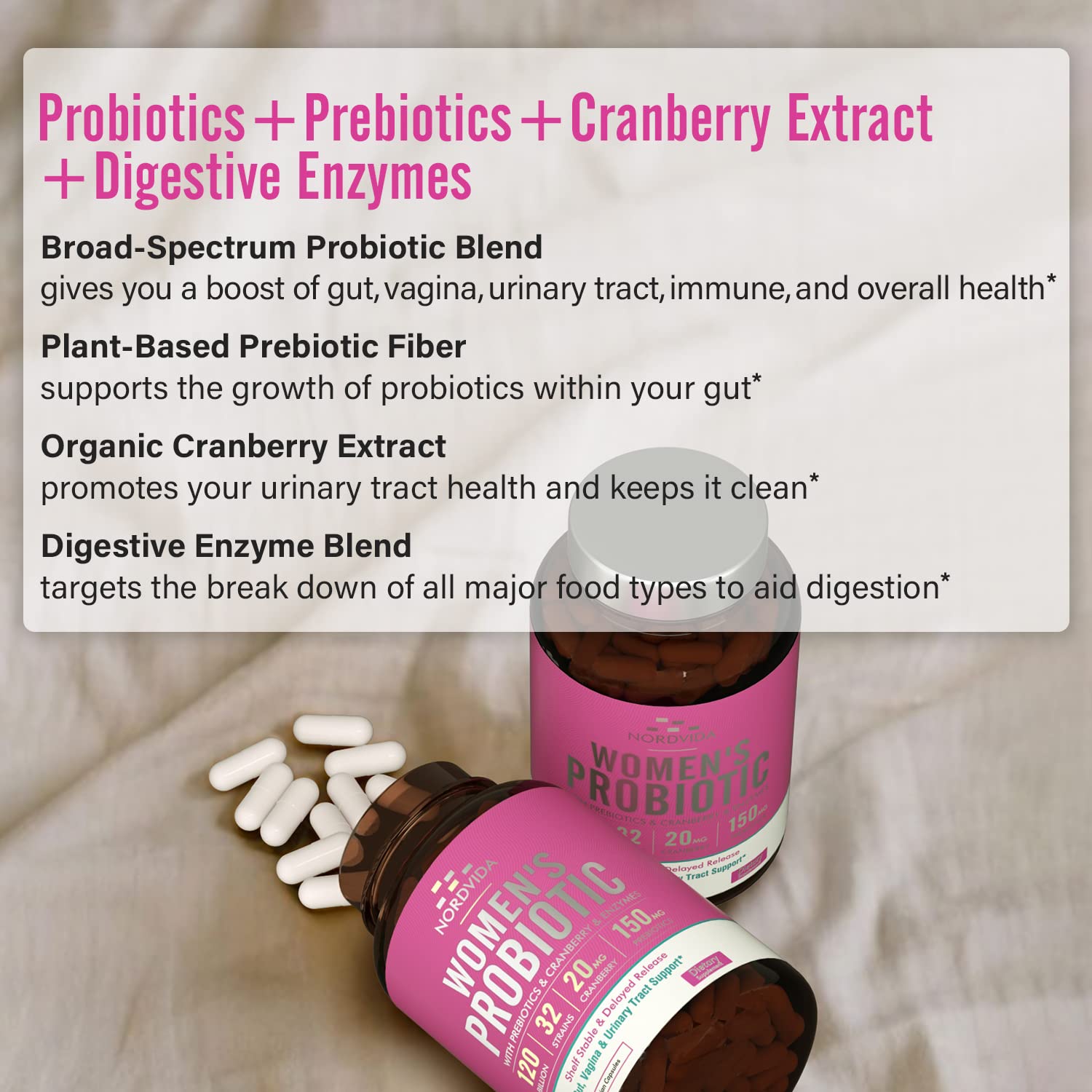NordVida Women's Probiotic, 120 Billion & 32 Strains, Shelf Stable Probiotic for Gut Nordvida buy supplements canada