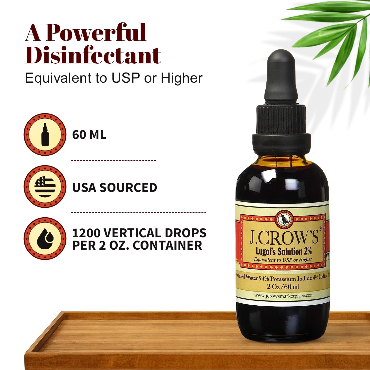 J.CROW'S® Lugol's Solution of Iodine 2% 2 oz (1 Bottle) – Premium Iodine & Potassium Iodide Liquid, Gluten J. CROW'S buy supplements canada