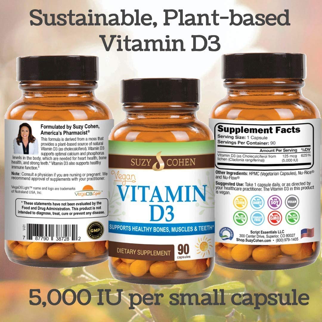 Script Essentials Vegan Vitamin D3 5,000 IU for Healthy Muscle Function, Bone Health, and Immune Support - Non-GMO, Gluten Free and Kosher Certified - 90 Servings Script Essentials buy supplements canada